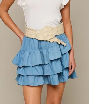 Cora Diagonal Ruffle Skirt :: Blue