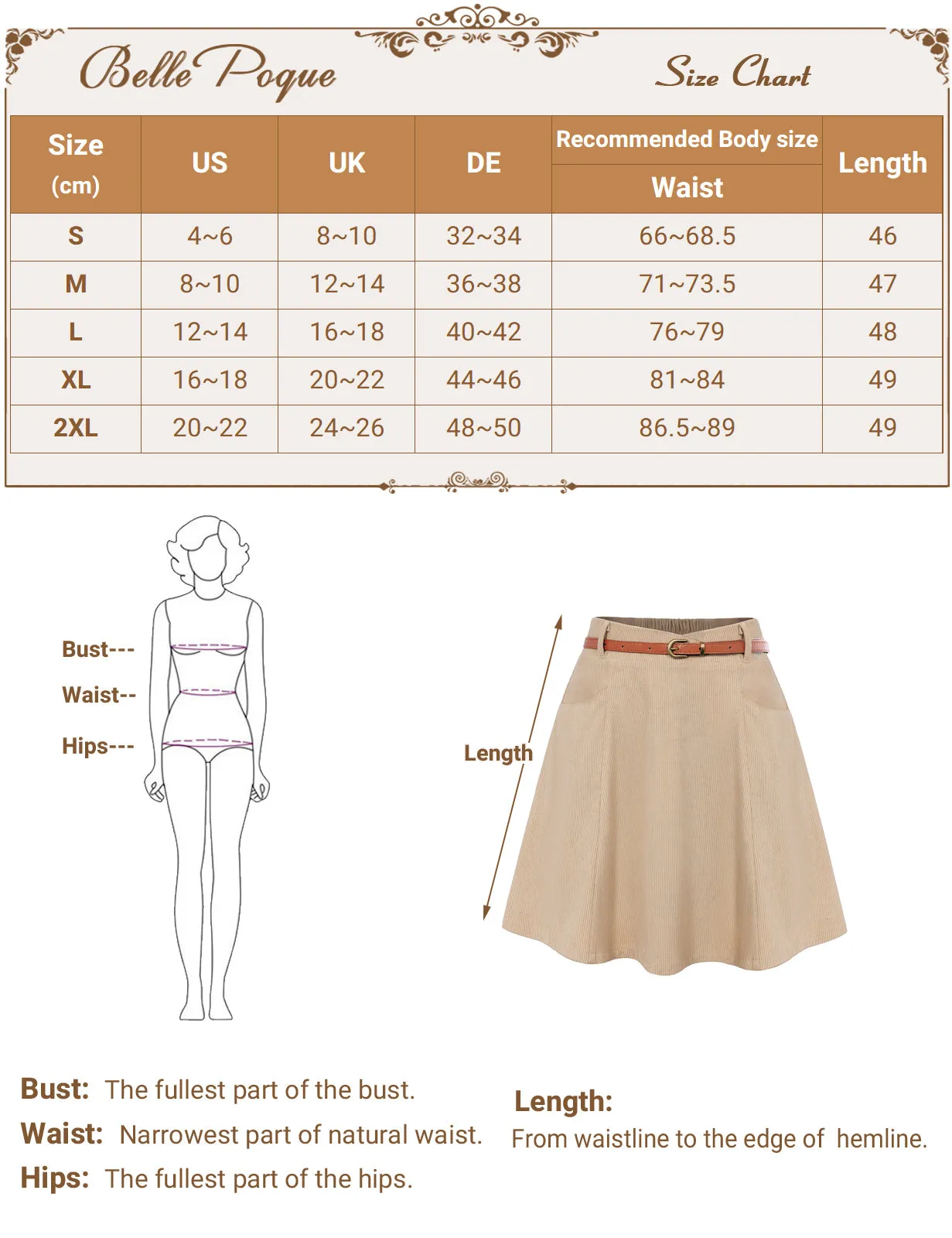 Corduroy Skirt with Pockets and Belt Basic Versatile Mini Skater Skirts