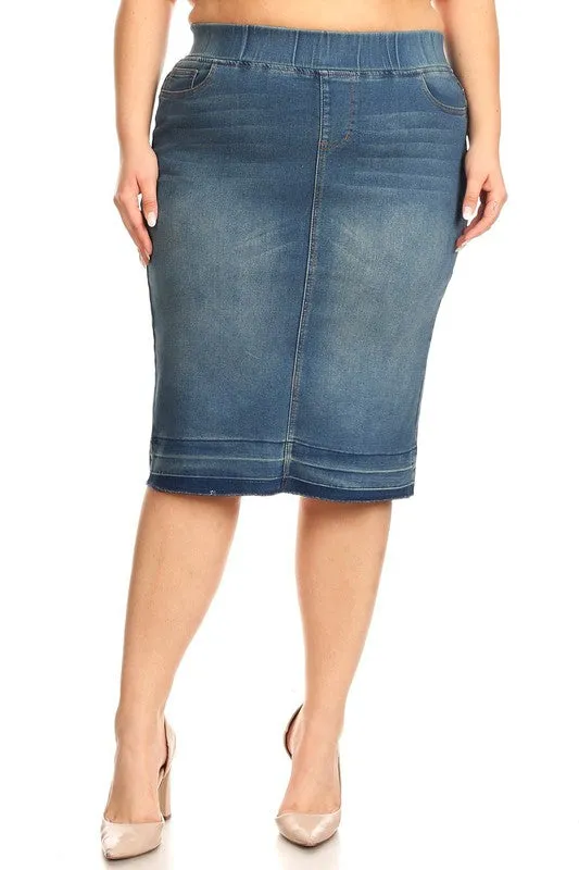 Debbie Jean Skirt Raw Hem-Vintage Wash