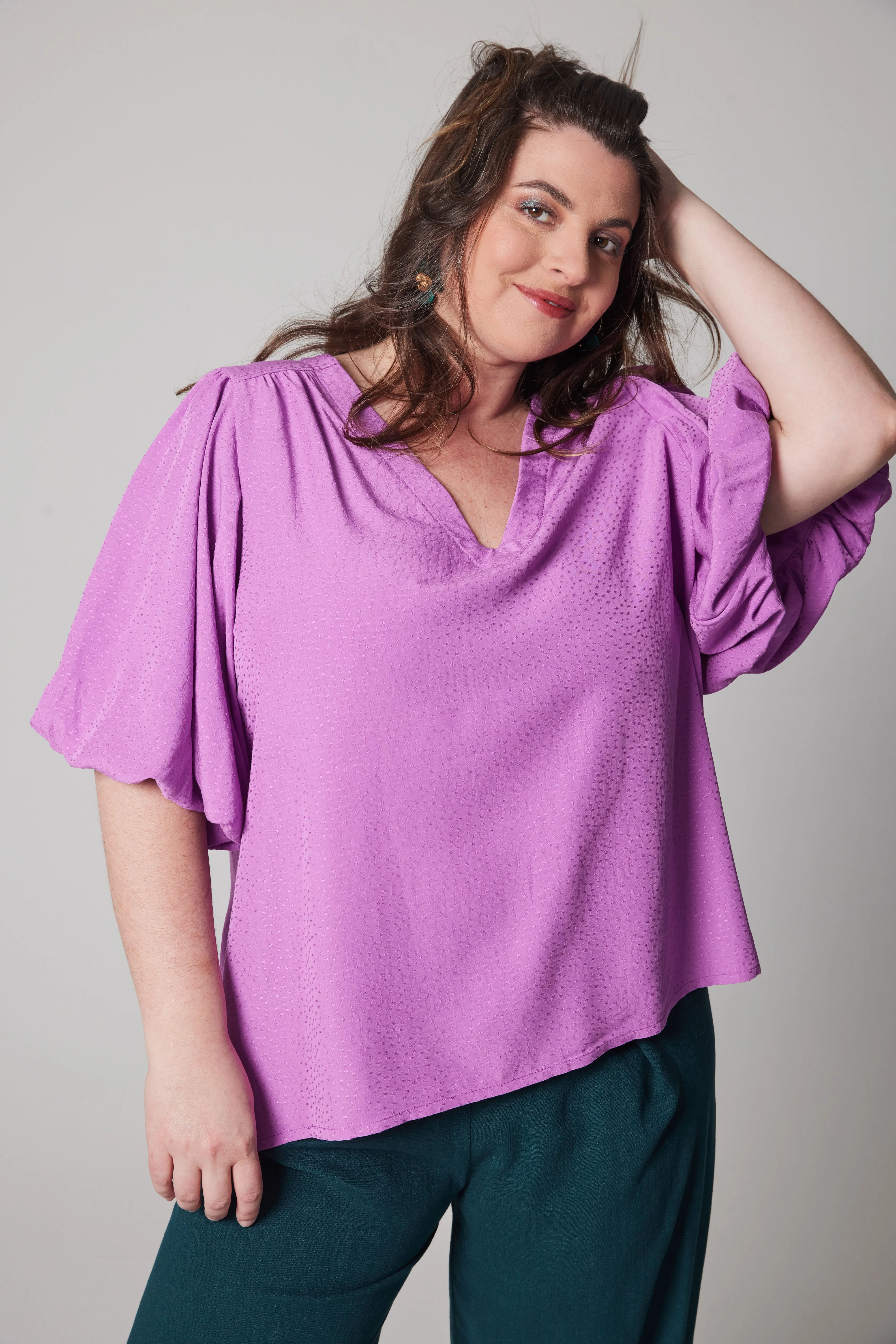 Dot Pattern Blouse - Orchid