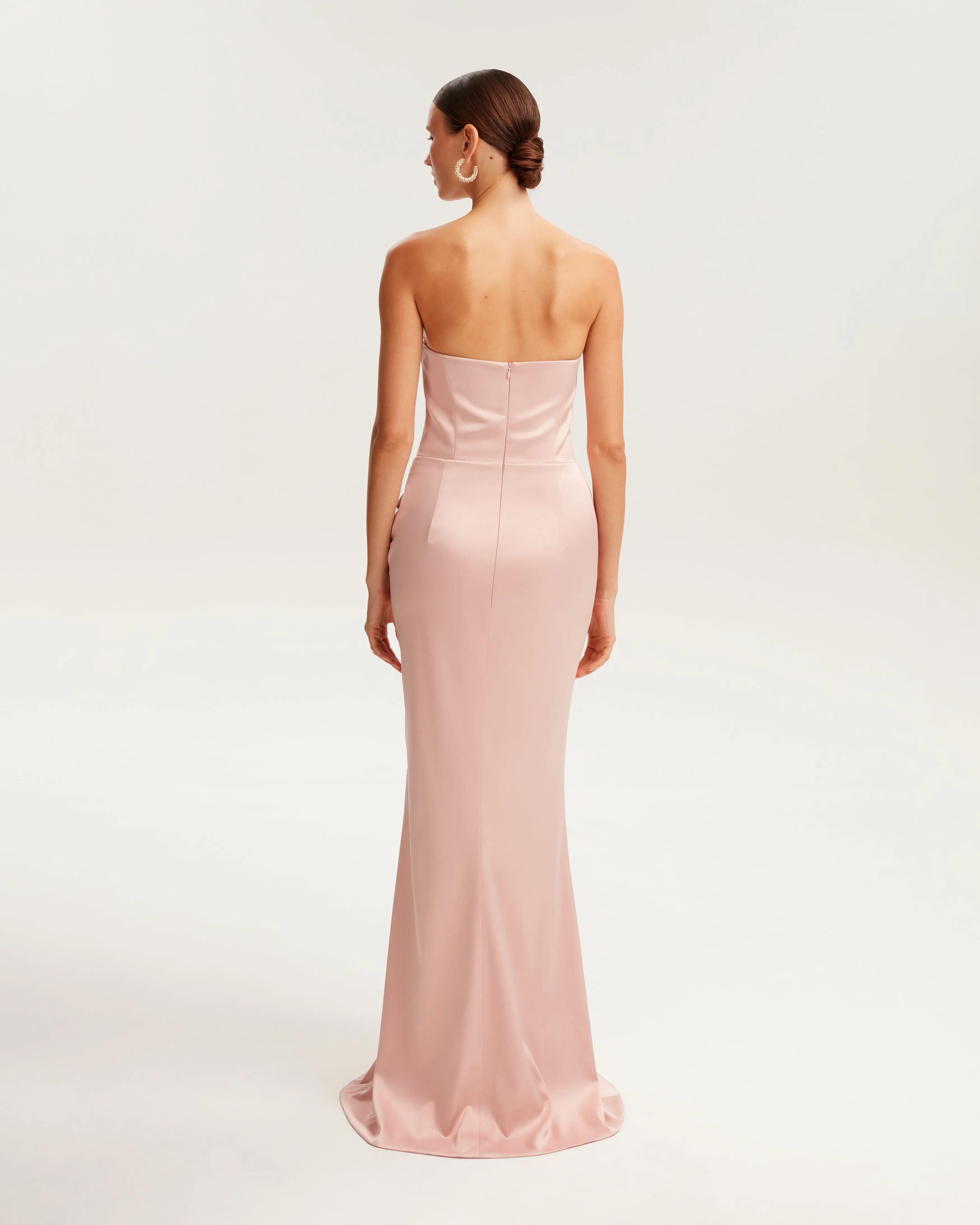 Fancy satin misty rose maxi dress, Garden of Eden