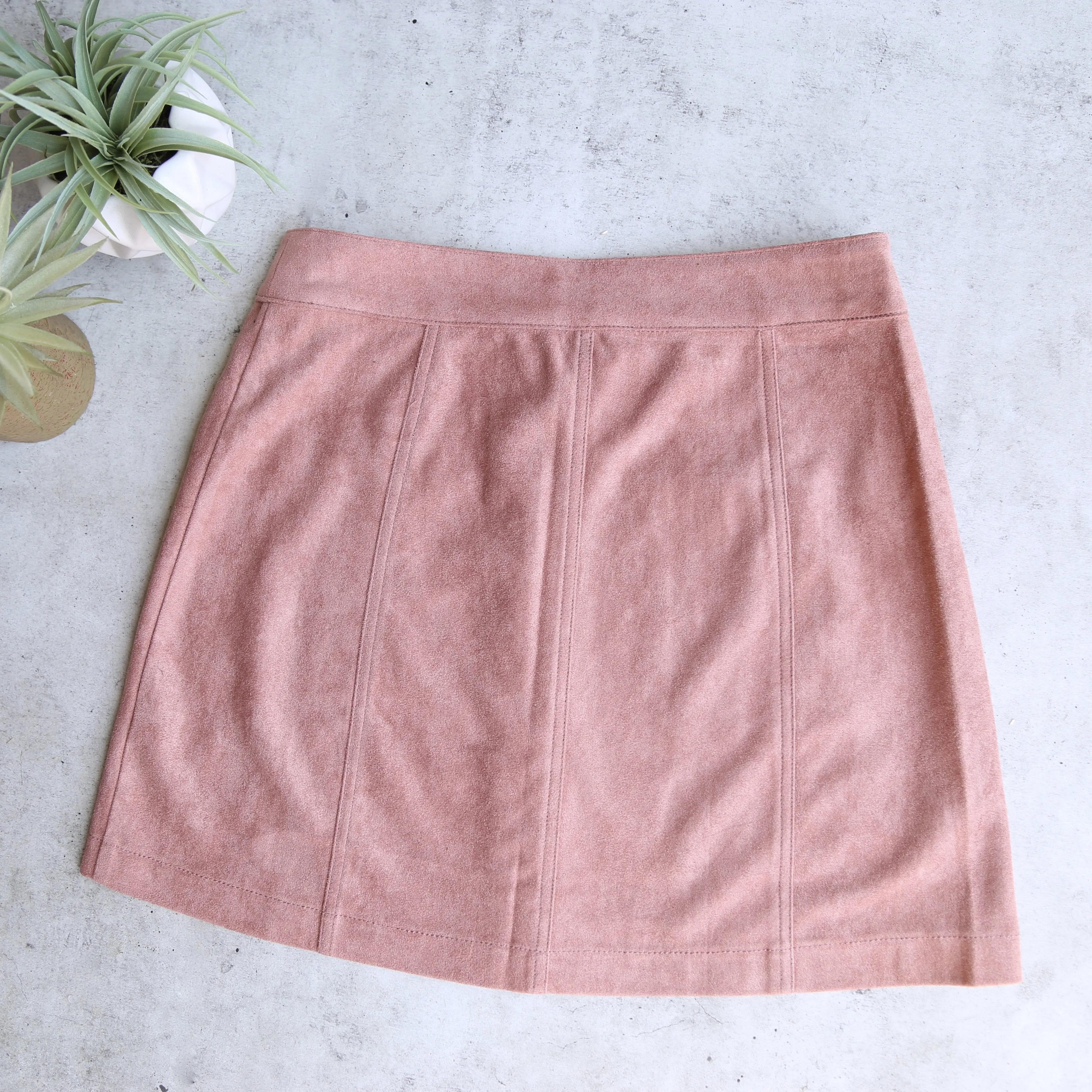 Final Sale - Cotton Candy LA - High Standards Suede Skirt in Mauve/Dusty Pink