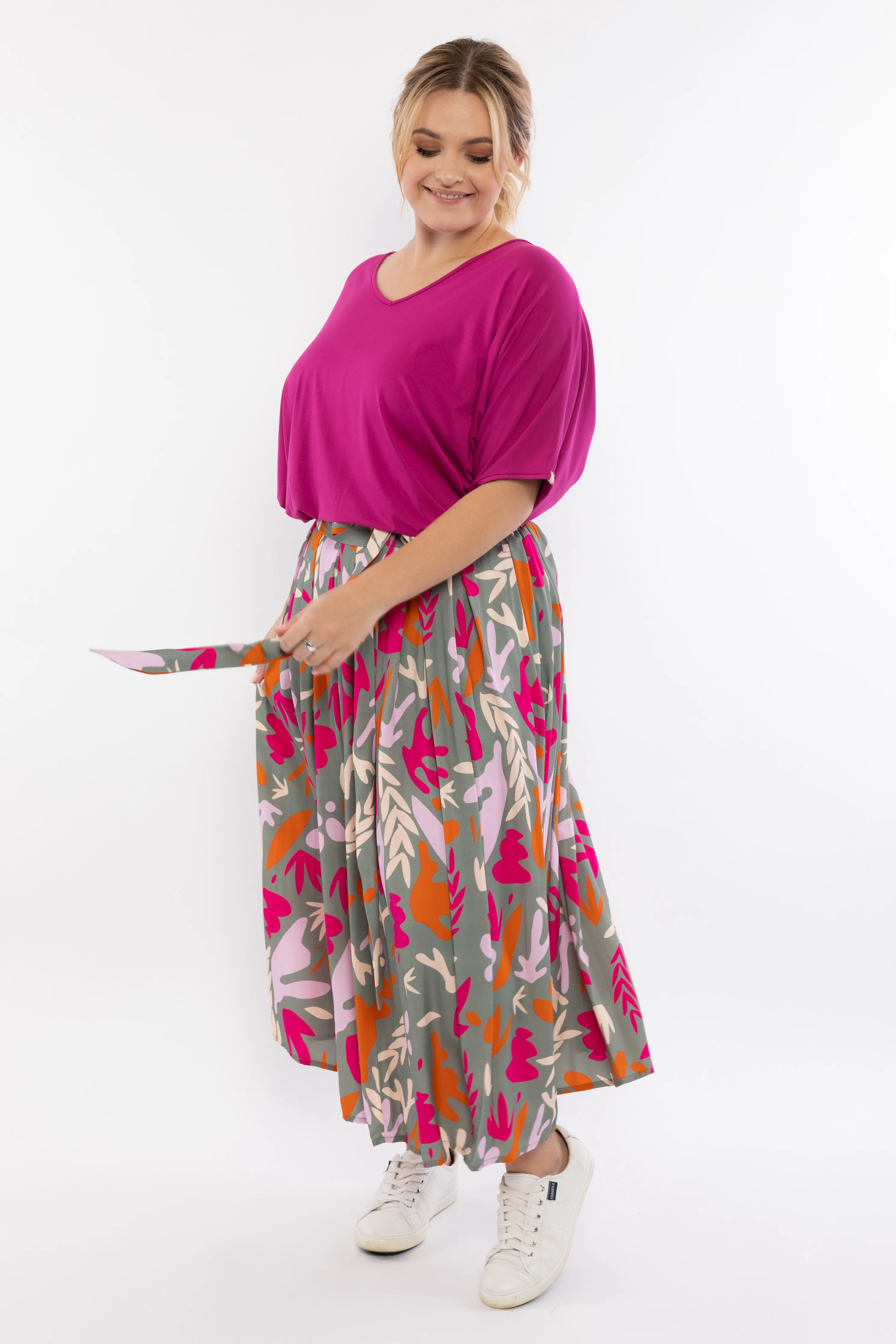 FINAL SALE Twirl Tie Skirt in Coral Cove