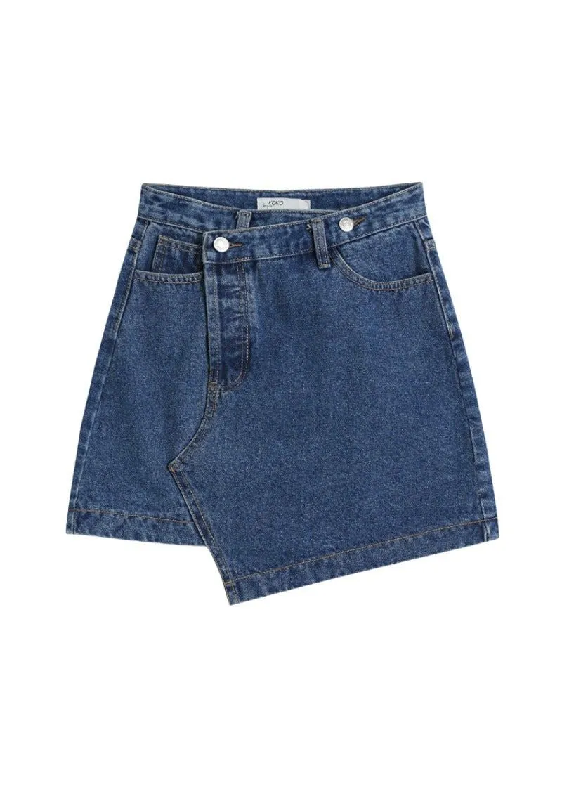 Folded Over envelope mini denim skirt