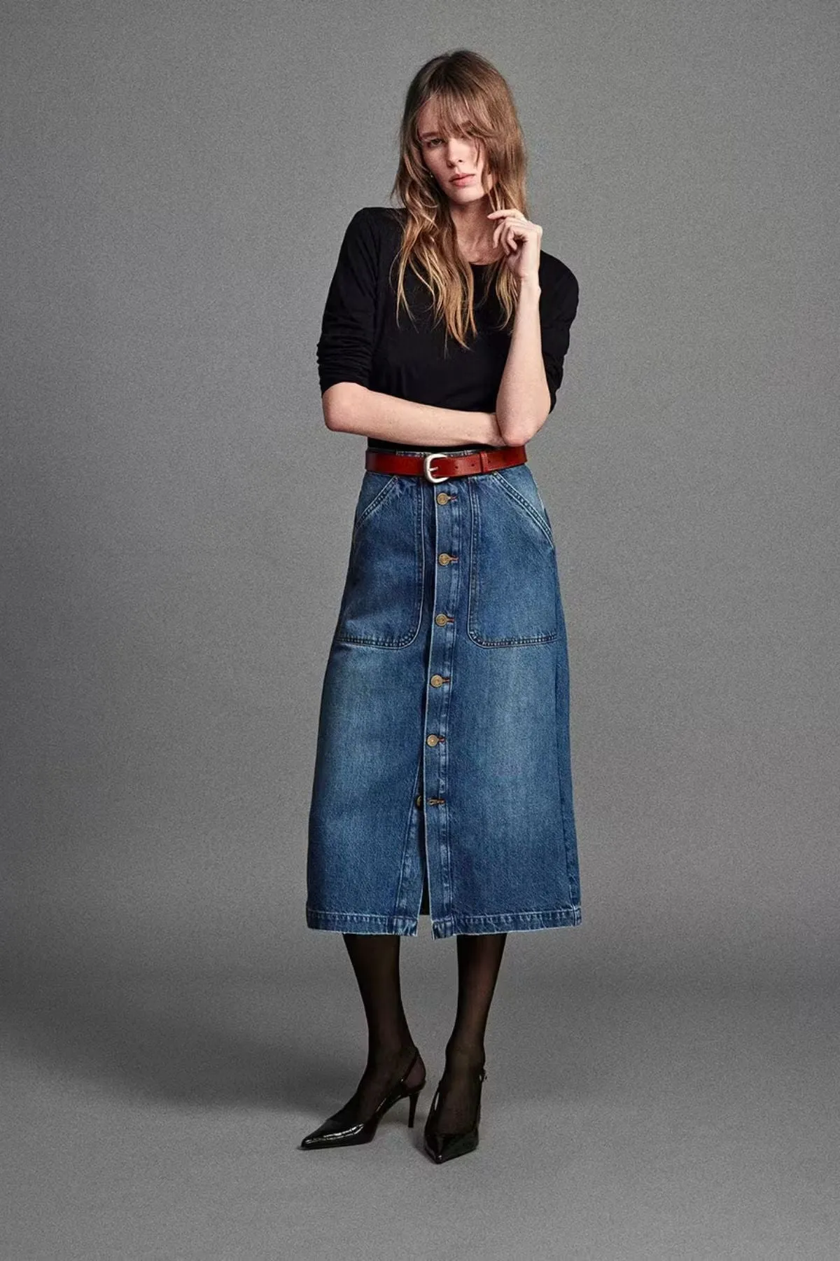 Frame Denim Modern Pocket Midi Skirt - October