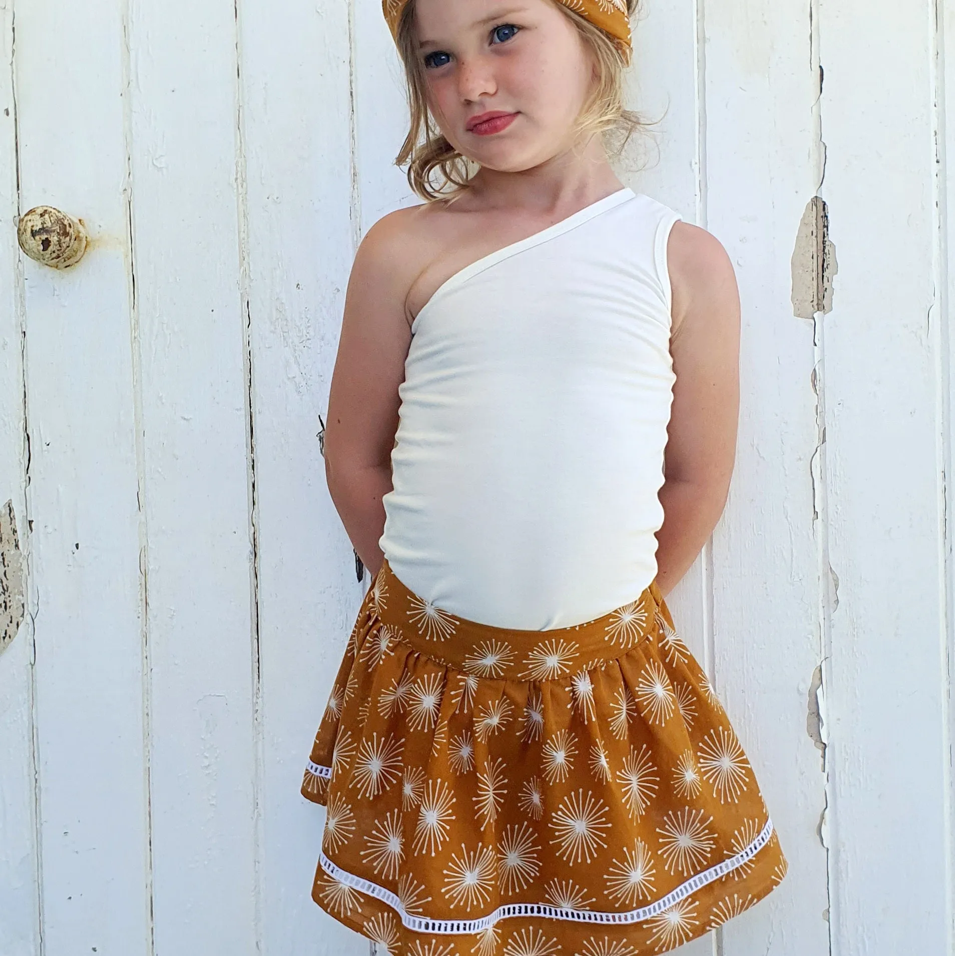 French Cotton Skirt - Mustard Sparkle