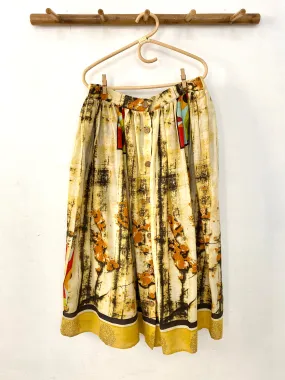 Funky Jazz Button Midi Skirt - L