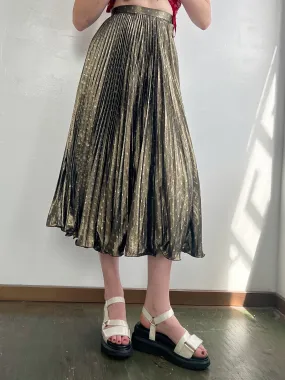 Golden Metallic Pleated Skirt (XS)