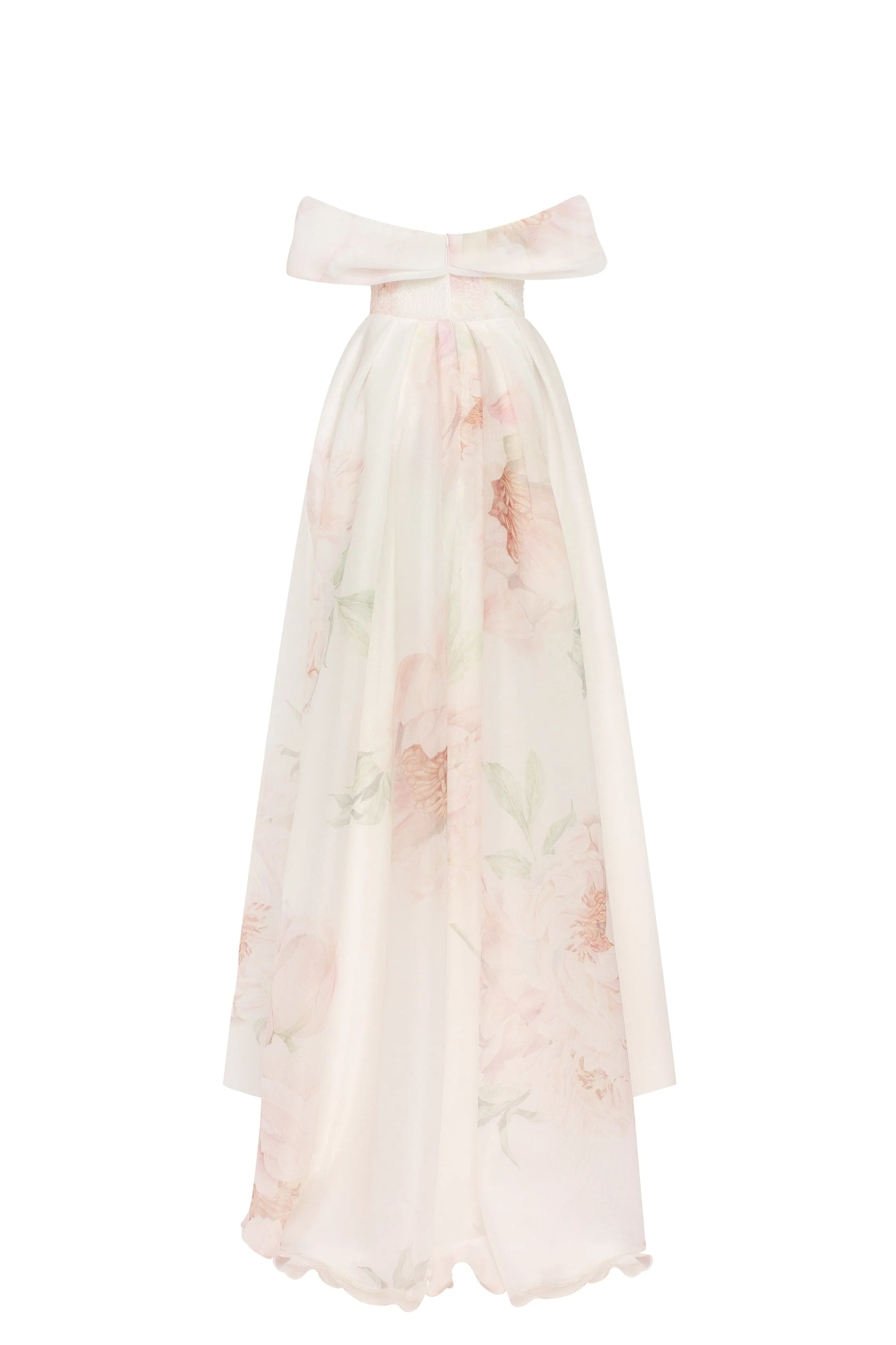 Gorgeous pink peony off-the-shoulder maxi dress, Garden of Eden