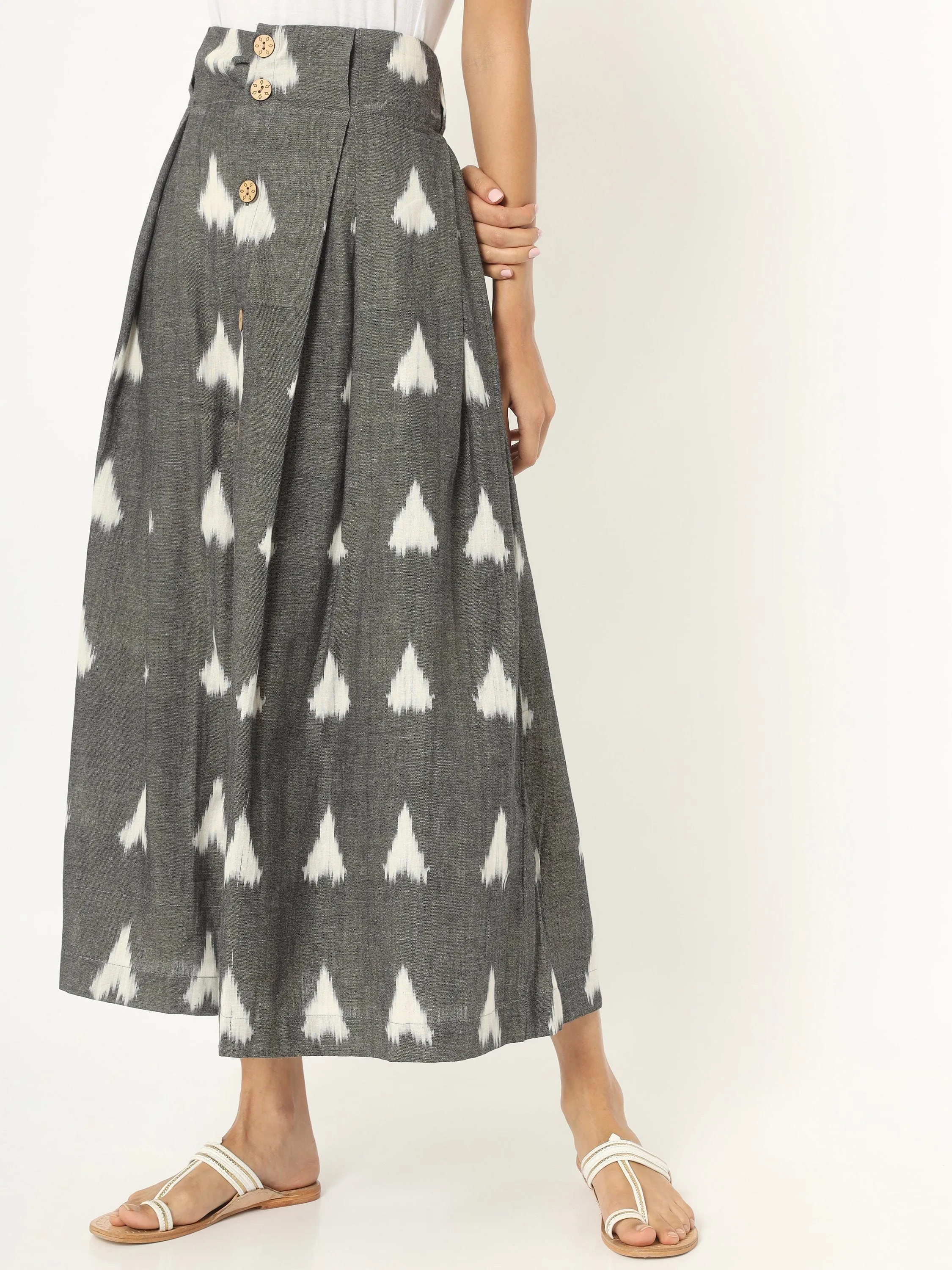 Grey Box Pleated Skirt