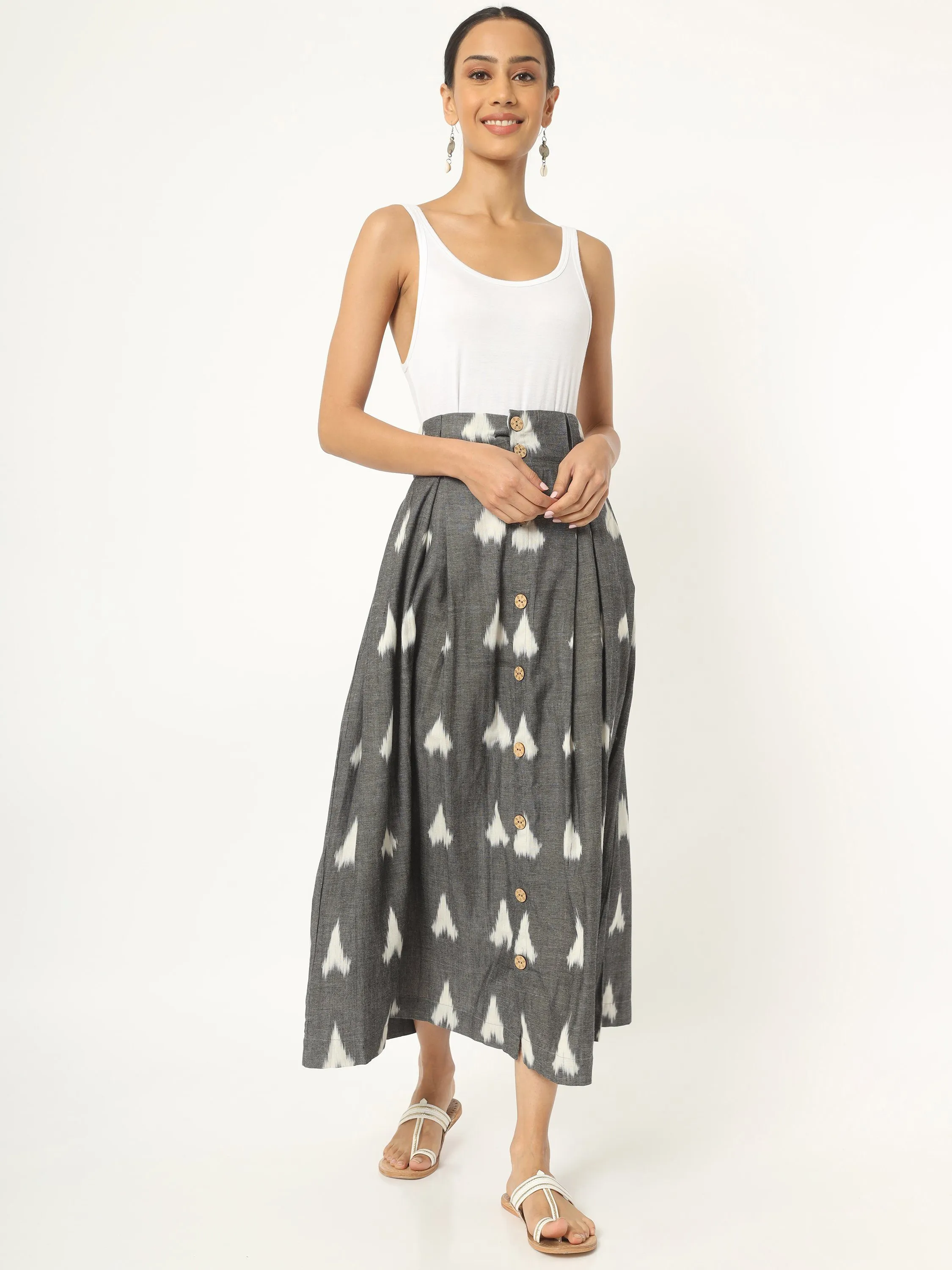 Grey Box Pleated Skirt