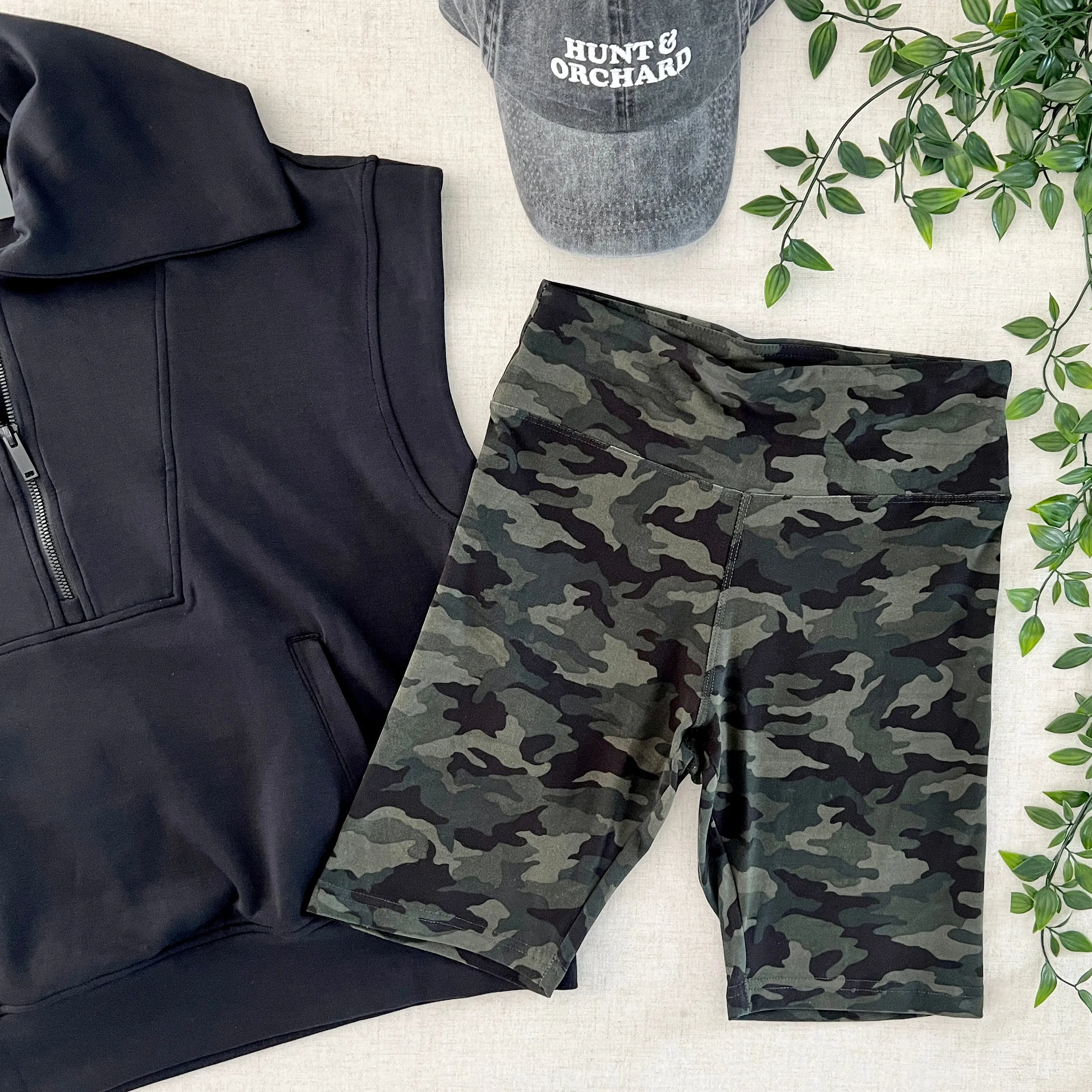 High Waist Biker Shorts - Camo