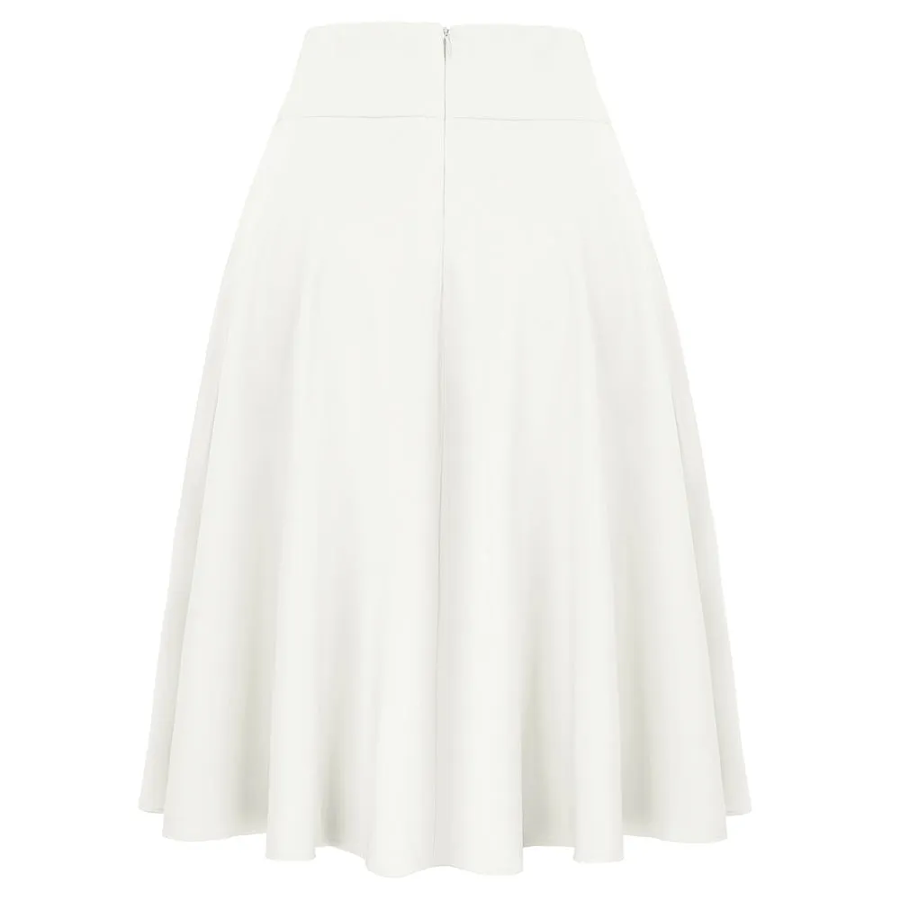 High Waisted A-Line Pocket Skirt Skate Skirt Flared Midi Skirt