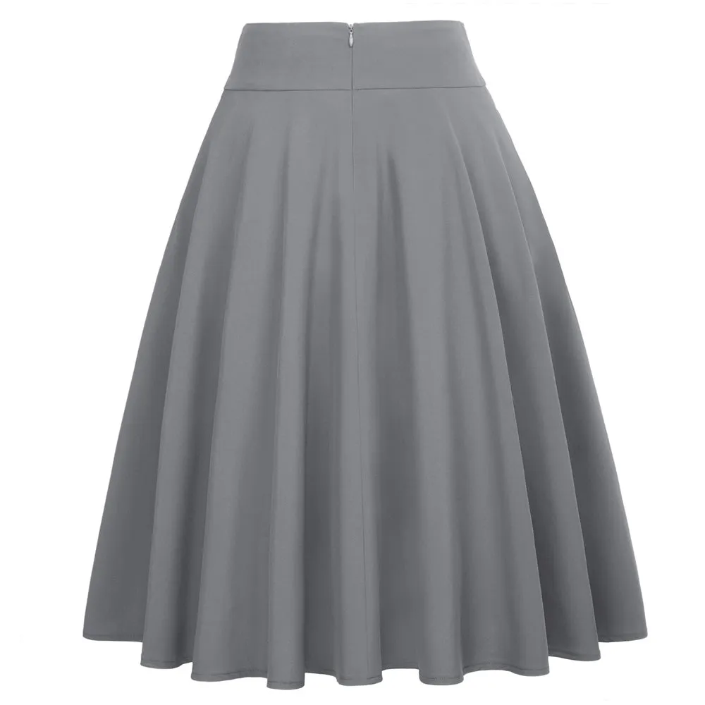 High Waisted A-Line Pocket Skirt Skate Skirt Flared Midi Skirt