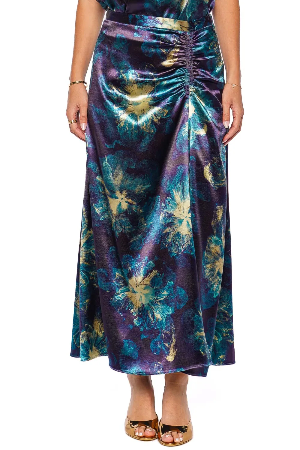 Ines Lazuli Ruched Midi Skirt