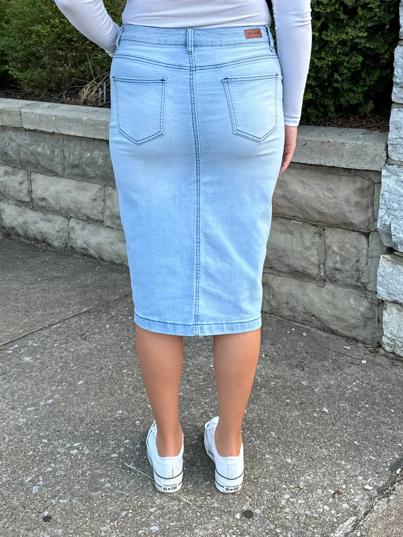 Ivy Distressed Lt. Wash Denim Skirt