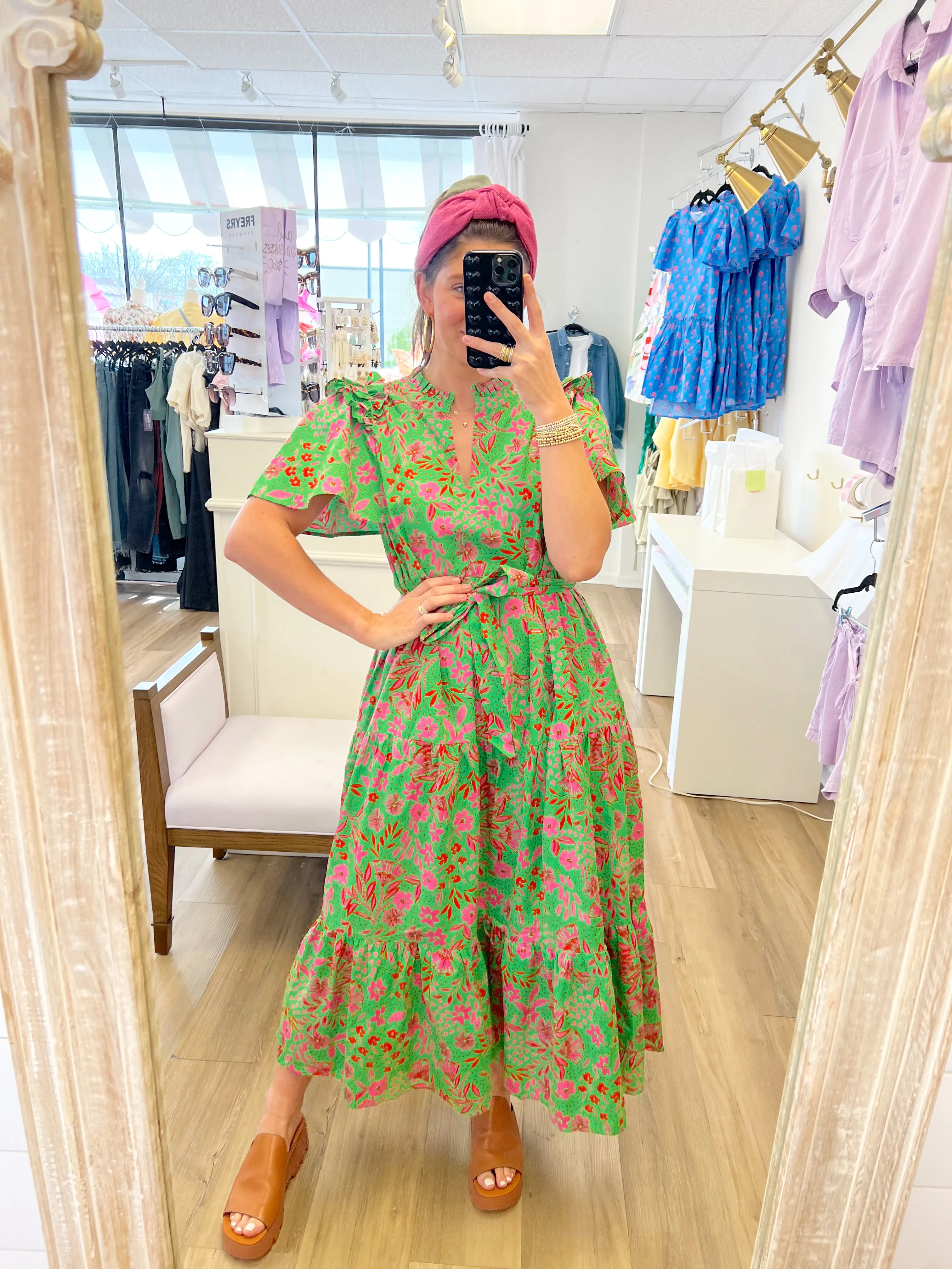 Jaded Floral Midi Dress