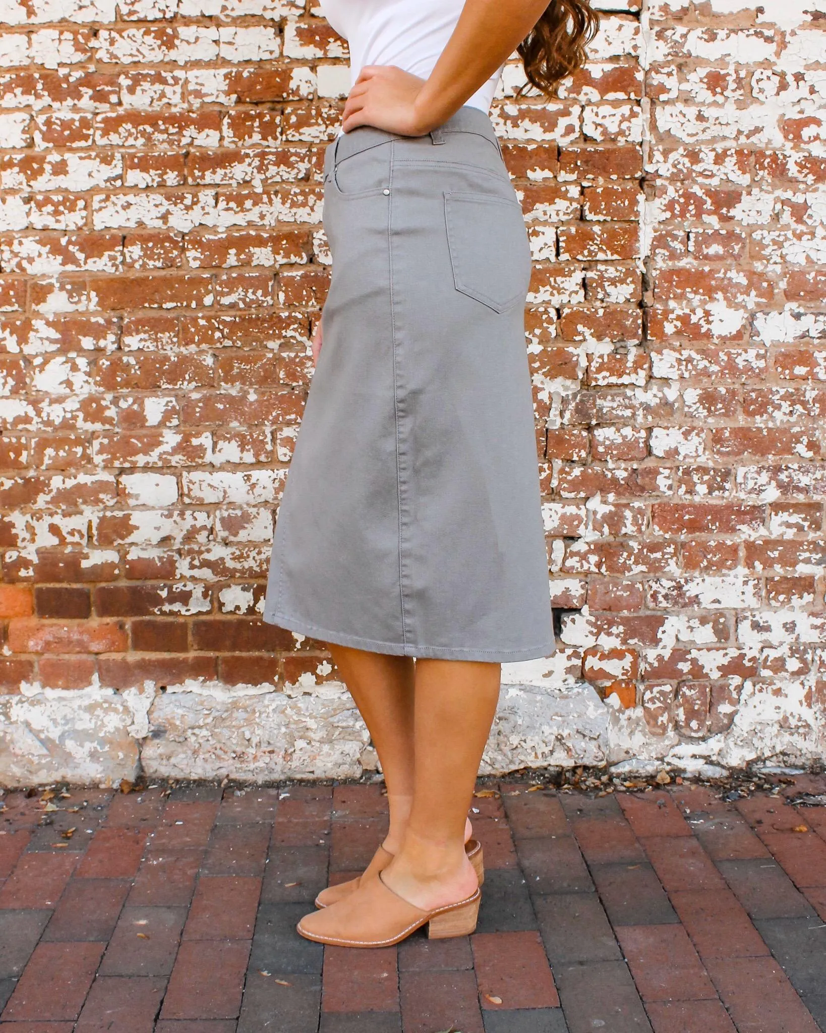 JDA Heather Gray Denim Skirt