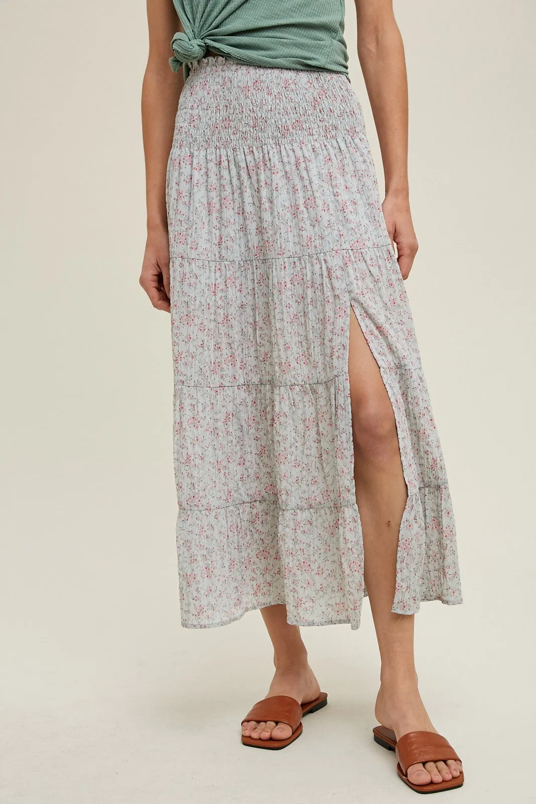 Katie Floral Tiered Midi Skirt