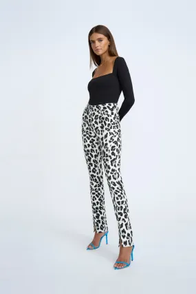 Lana Leopard Split Jean | Final Sale - Leopard