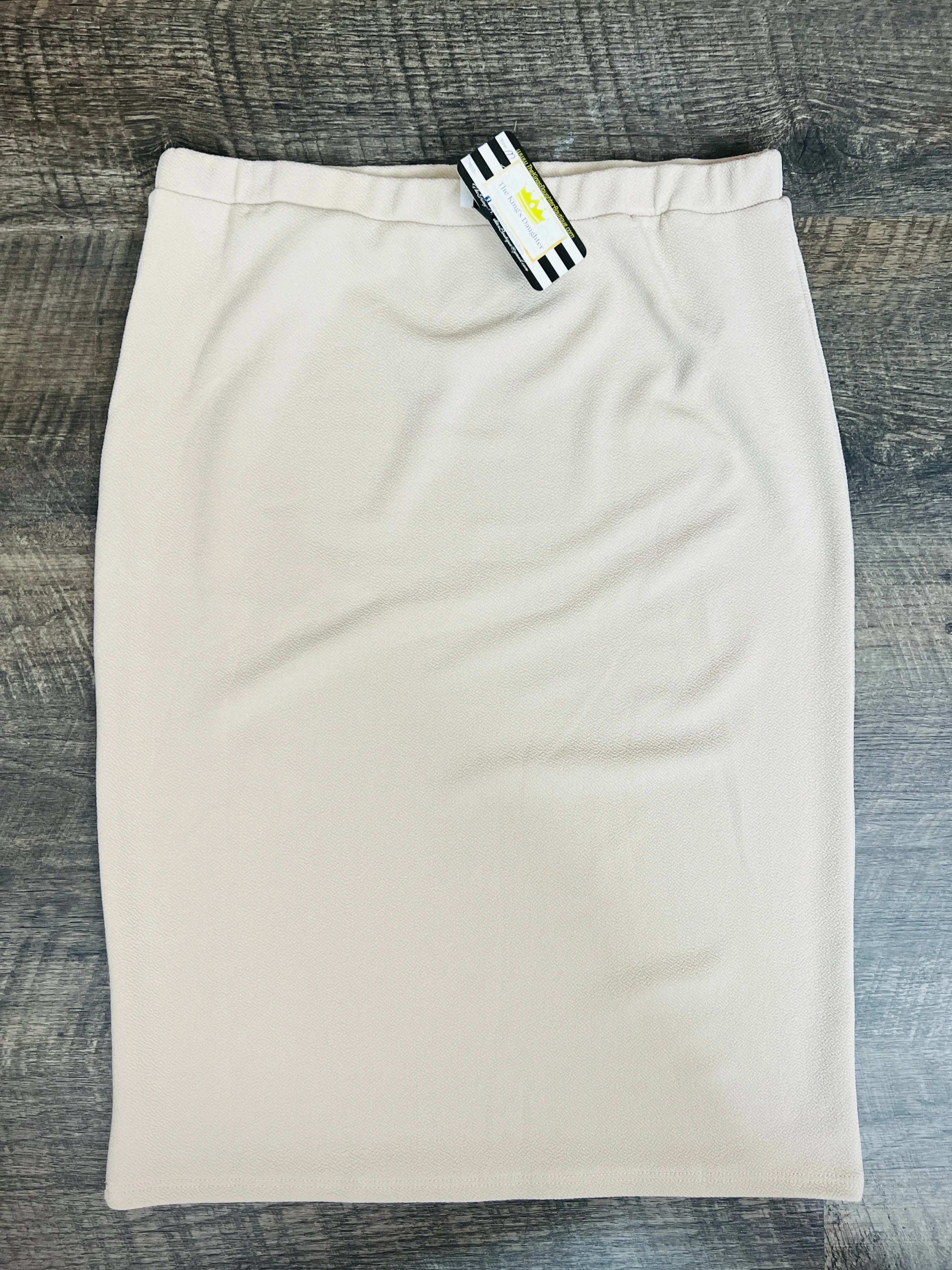 Laura Beige Pencil Style Skirt-Textured