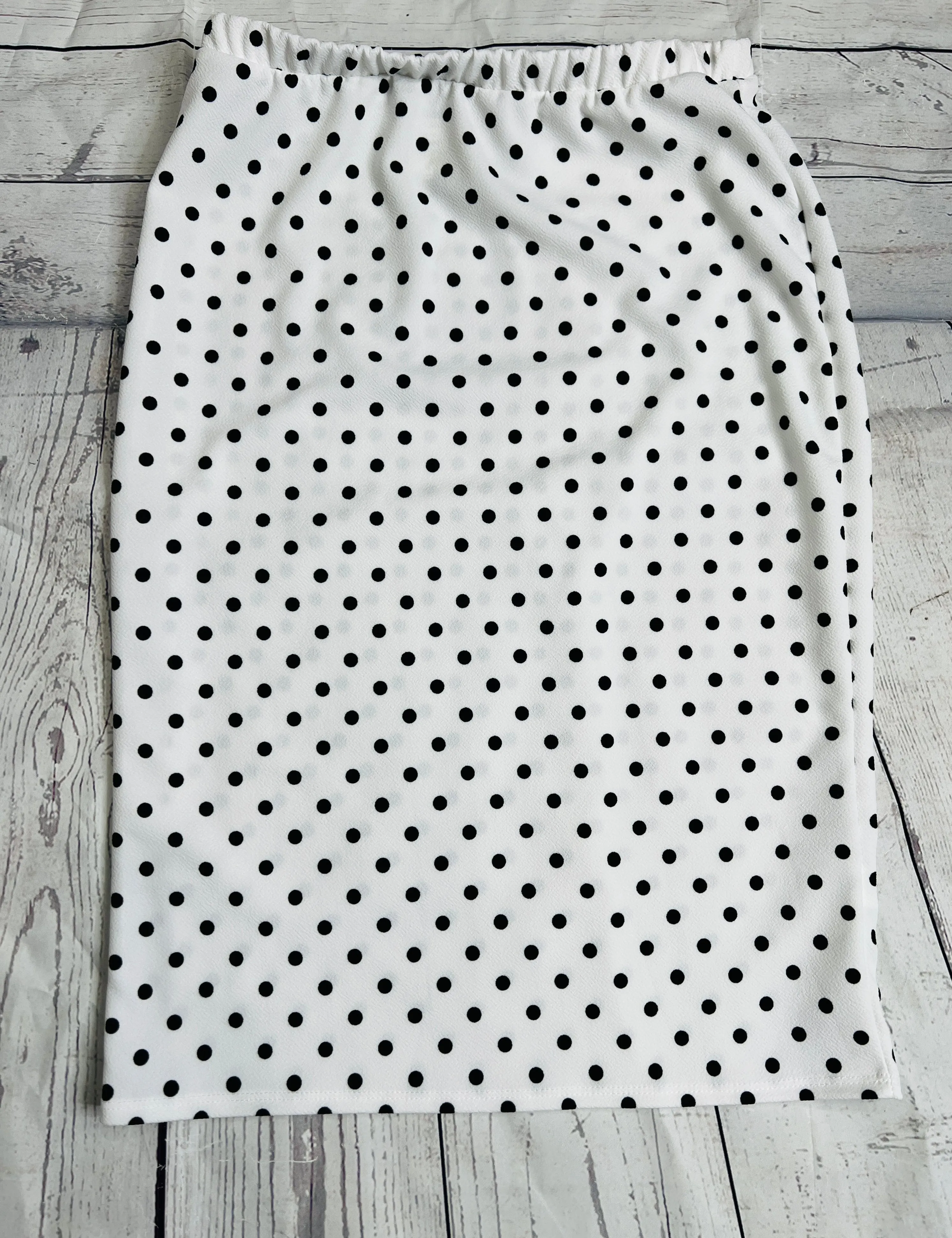 Laura White Polka Dot Pencil Style Skirt-(Regular & Plus)