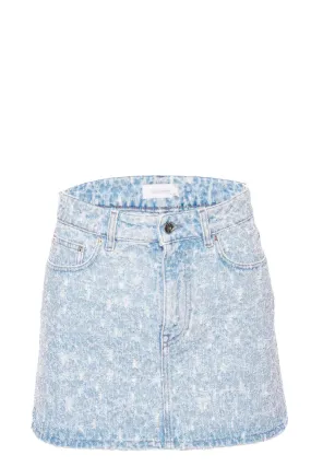 Textured Light Wash Mini Denim Skirt