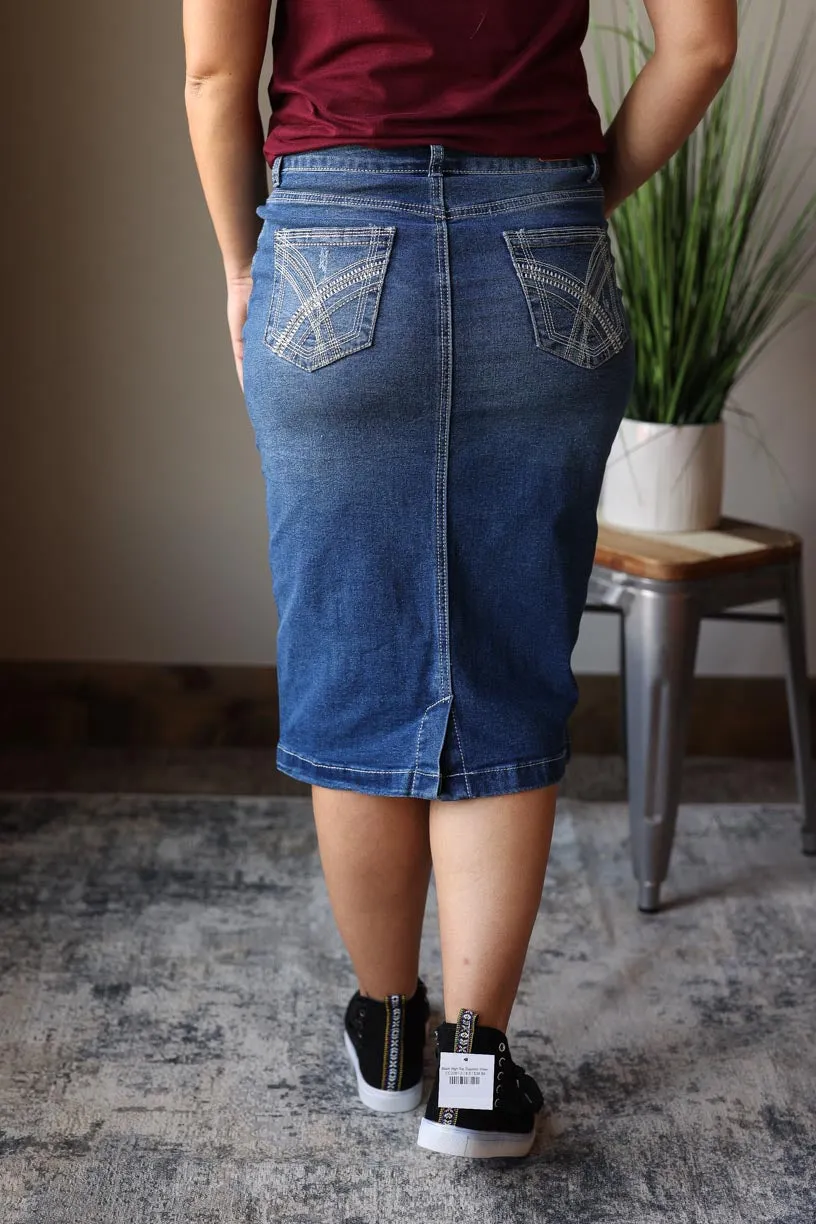 Lily White Stitching Denim Skirt