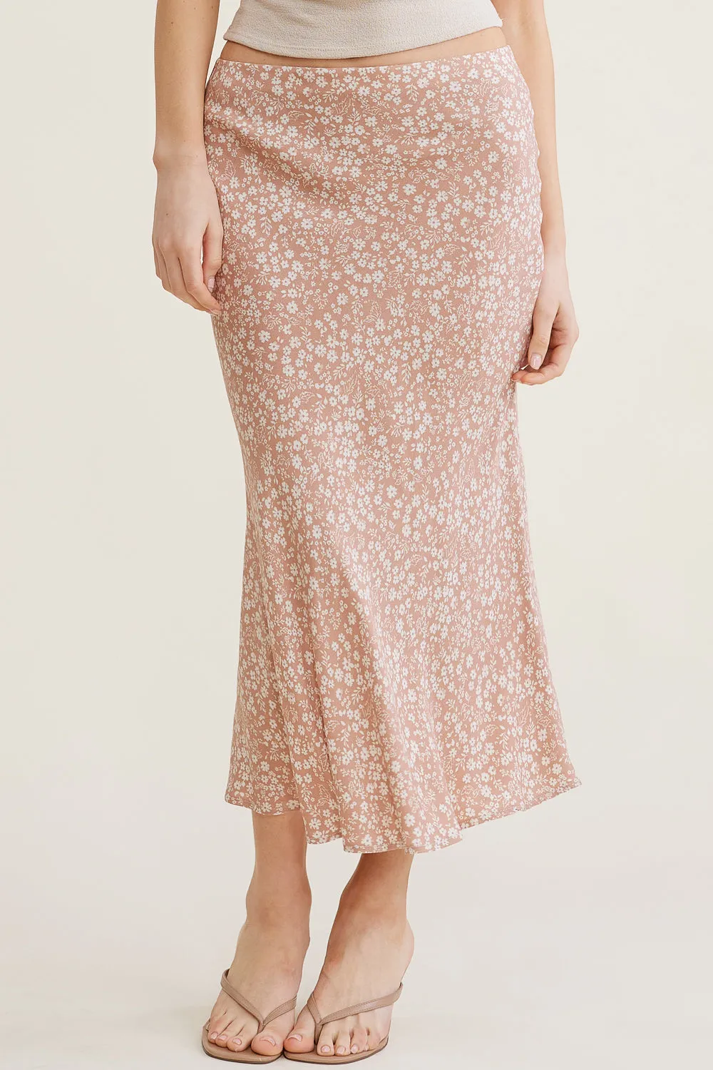 Mauve Floral Midi Skirt