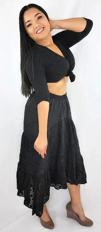 Midi Skirt Black Asymmetrical