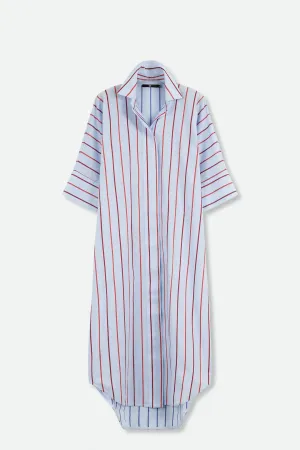 MODENA DOLMAN SLEEVE SHIRT DRESS IN ITALIAN COTTON SPRING STRIPE