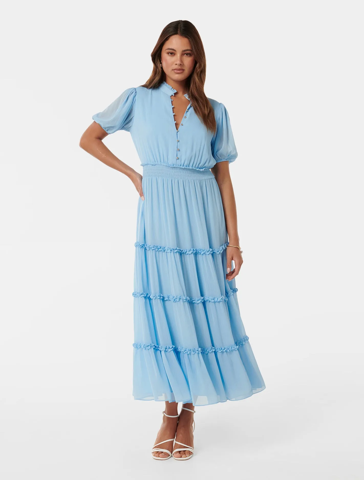 Nora Frill Tier Midi Dress