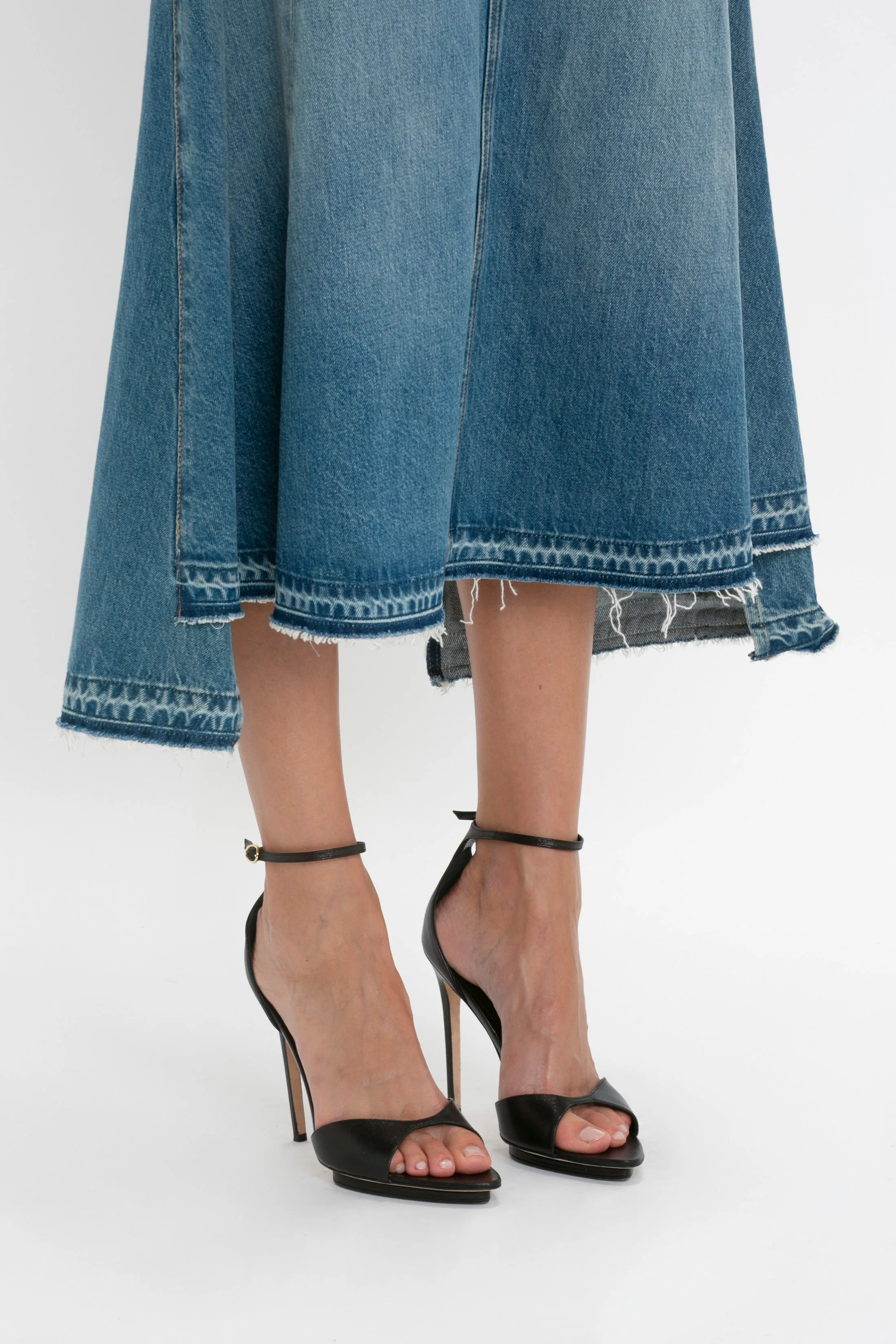 Patched Denim Skirt In Vintage Wash