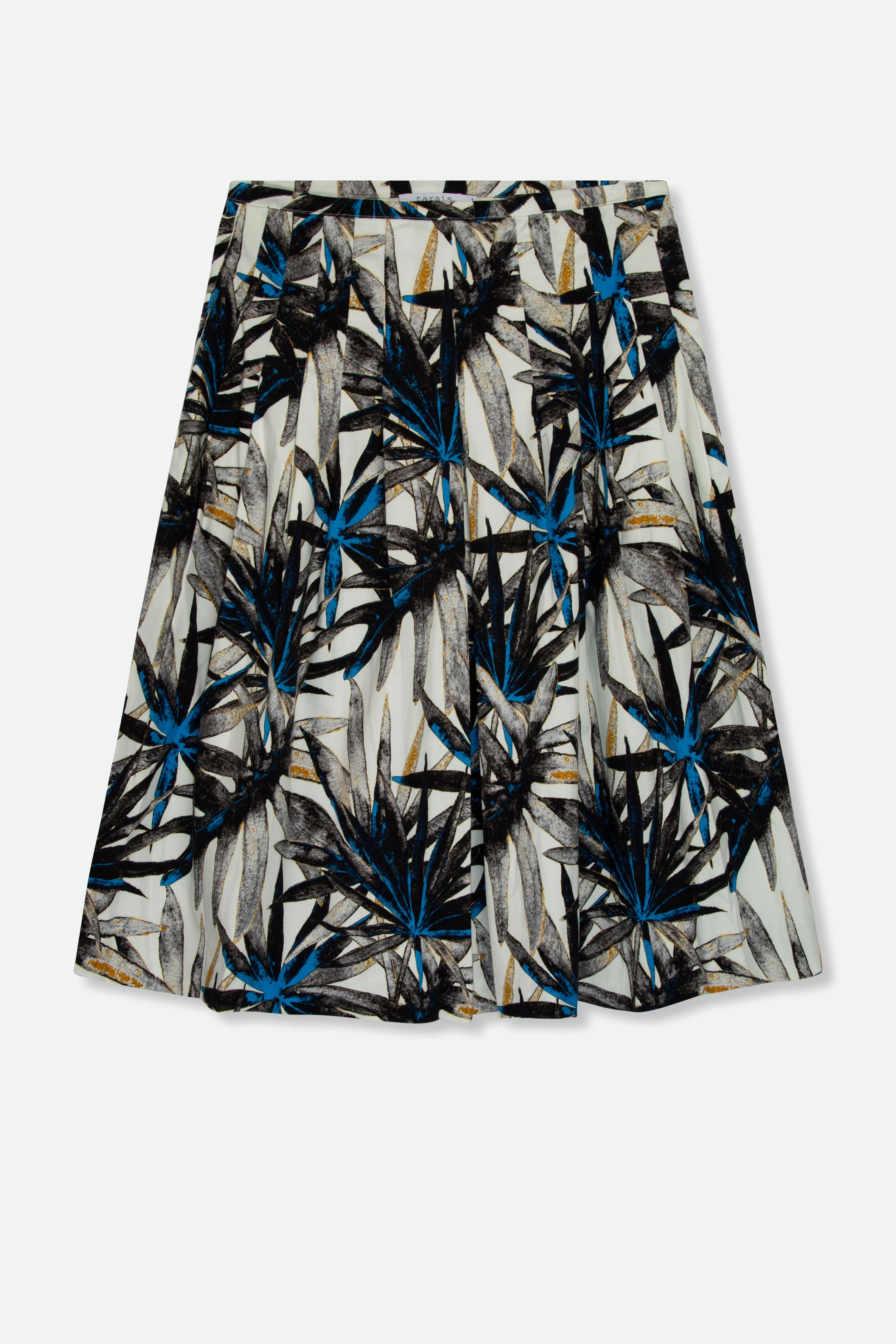 PLEATED SKIRT IN COTTON STRETCH ITALIAN FRONDS