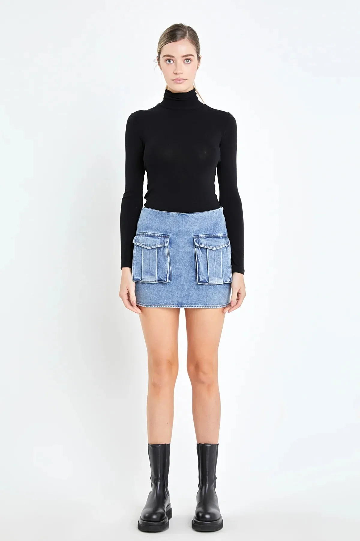 Pocket Denim Mini Skirt