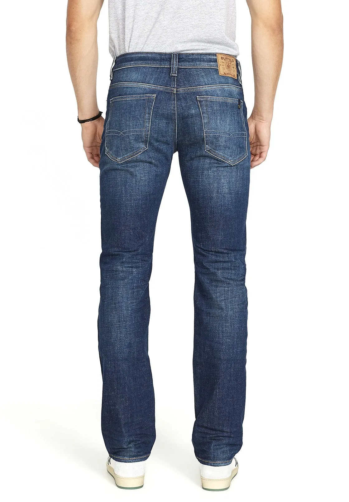 Relaxed Straight Driven Men's Jeans in Dark Blue Sanded- BM22640