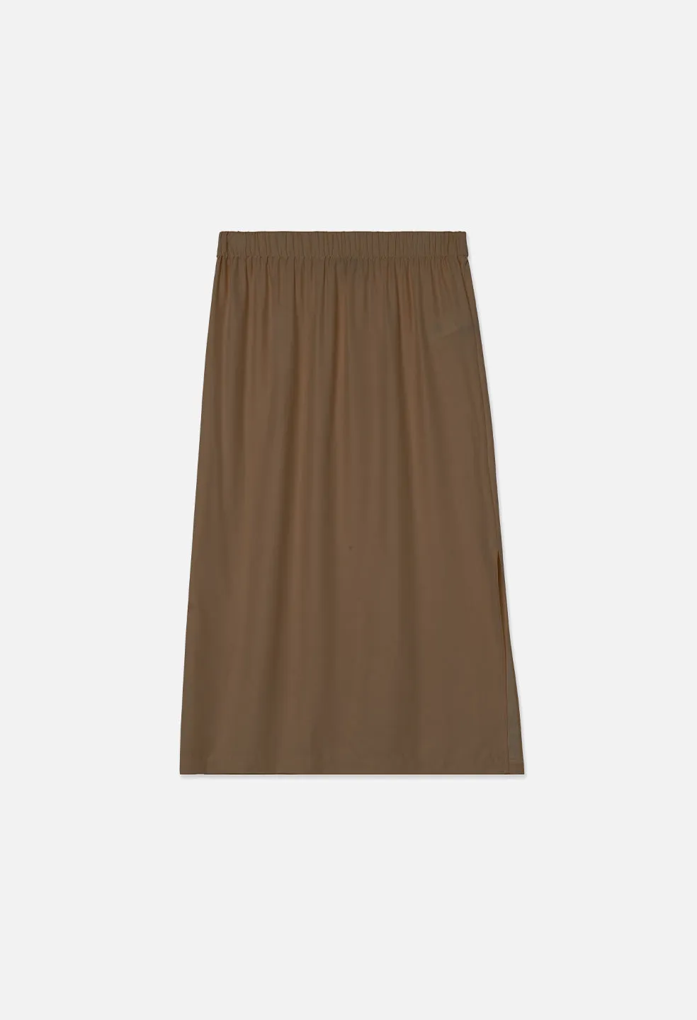 Silk Midi Slip Skirt / Chocolate