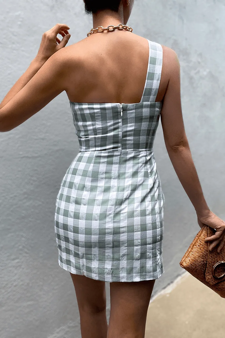 Tegan Mini Dress - Sage Check