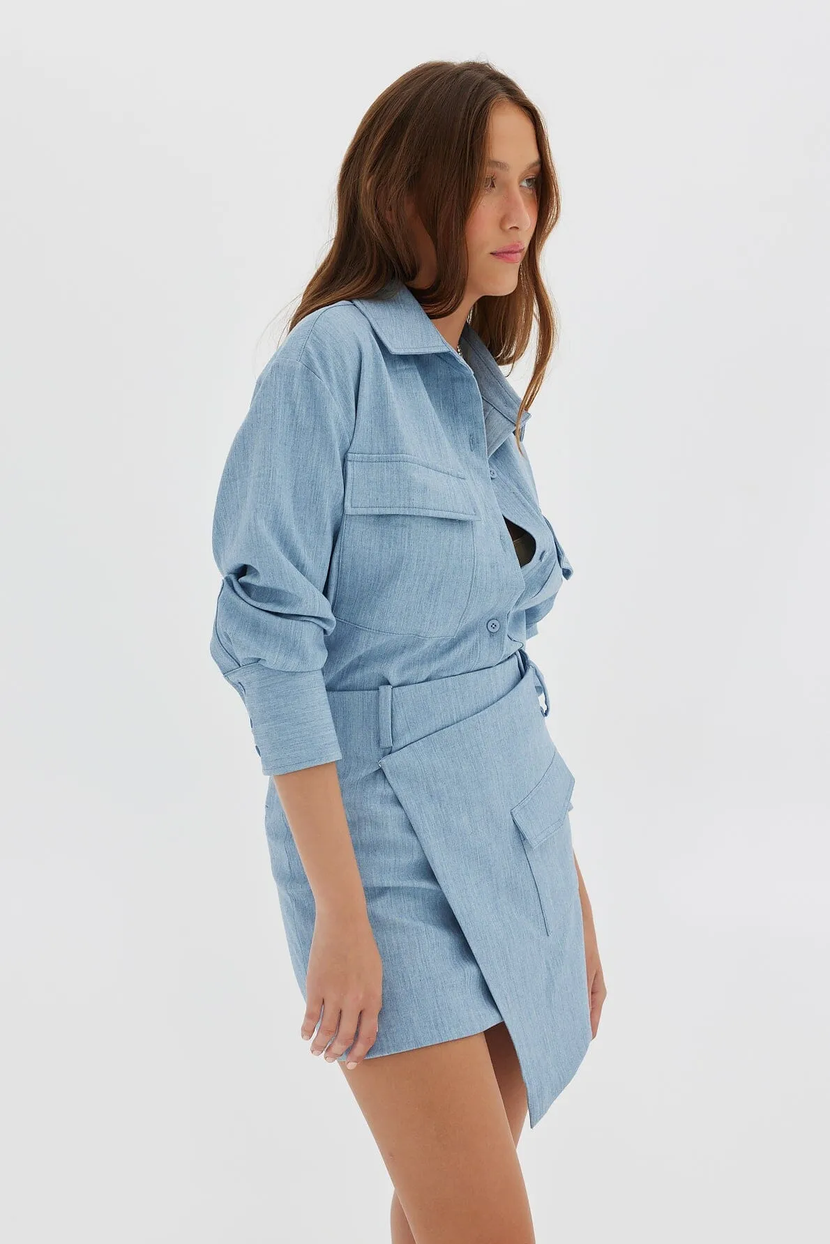 Toast Society Denim Look Wrap Skirt - Denim