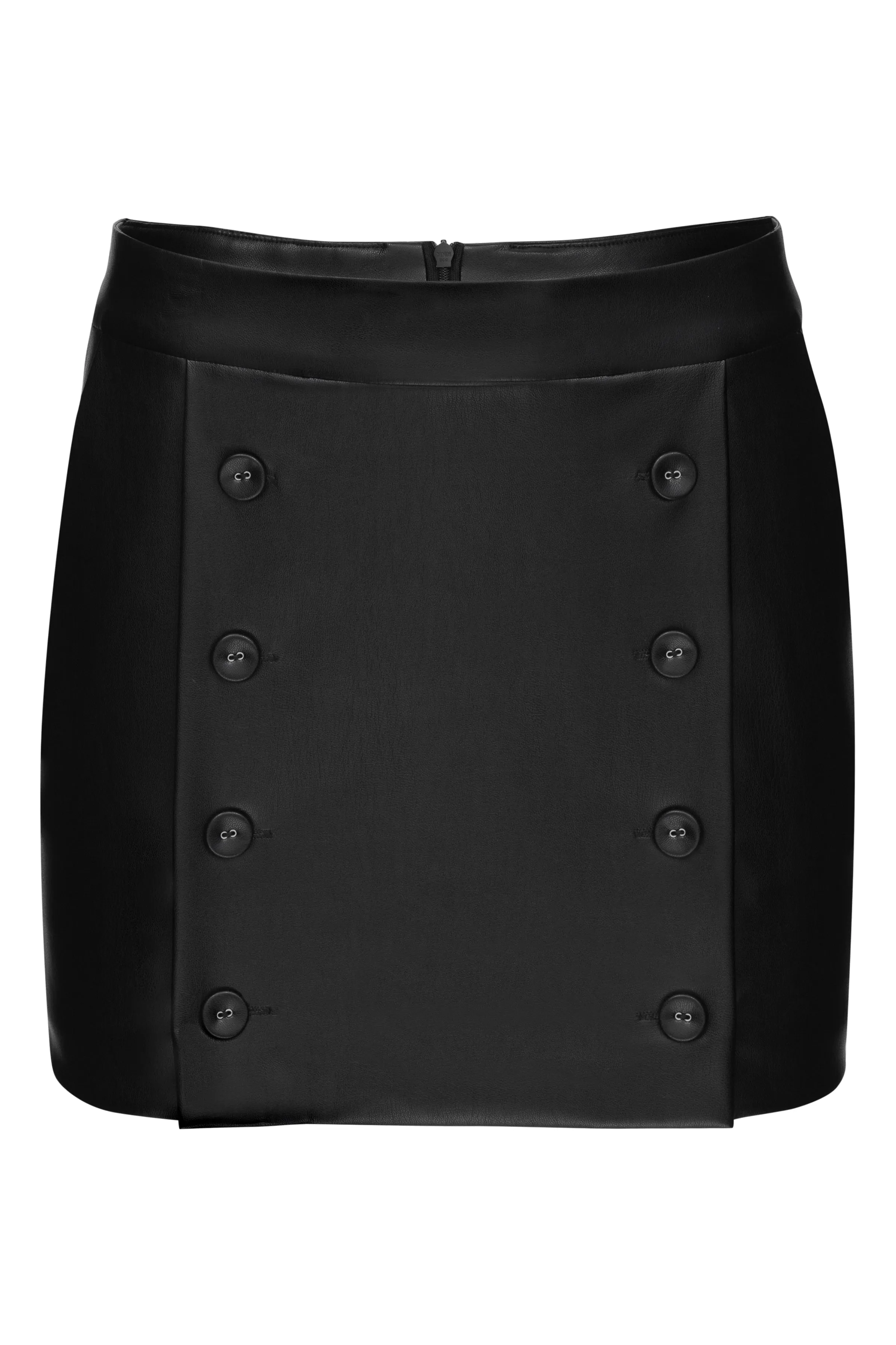 Vegan Leather Front Button Skirt