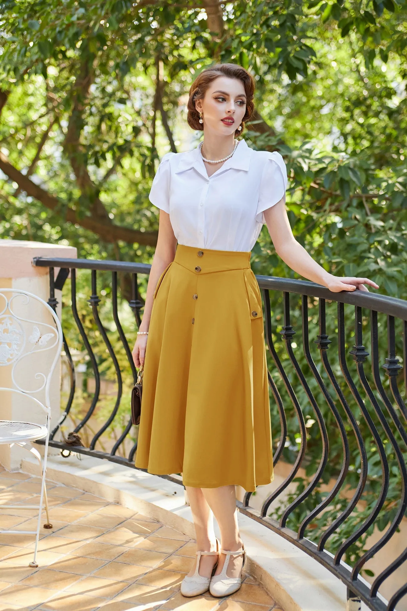 Vintage A-Line Skirt Midi Skirt Casual Skirt High Waisted Midi Party Skirt Basic A-Line Skirt