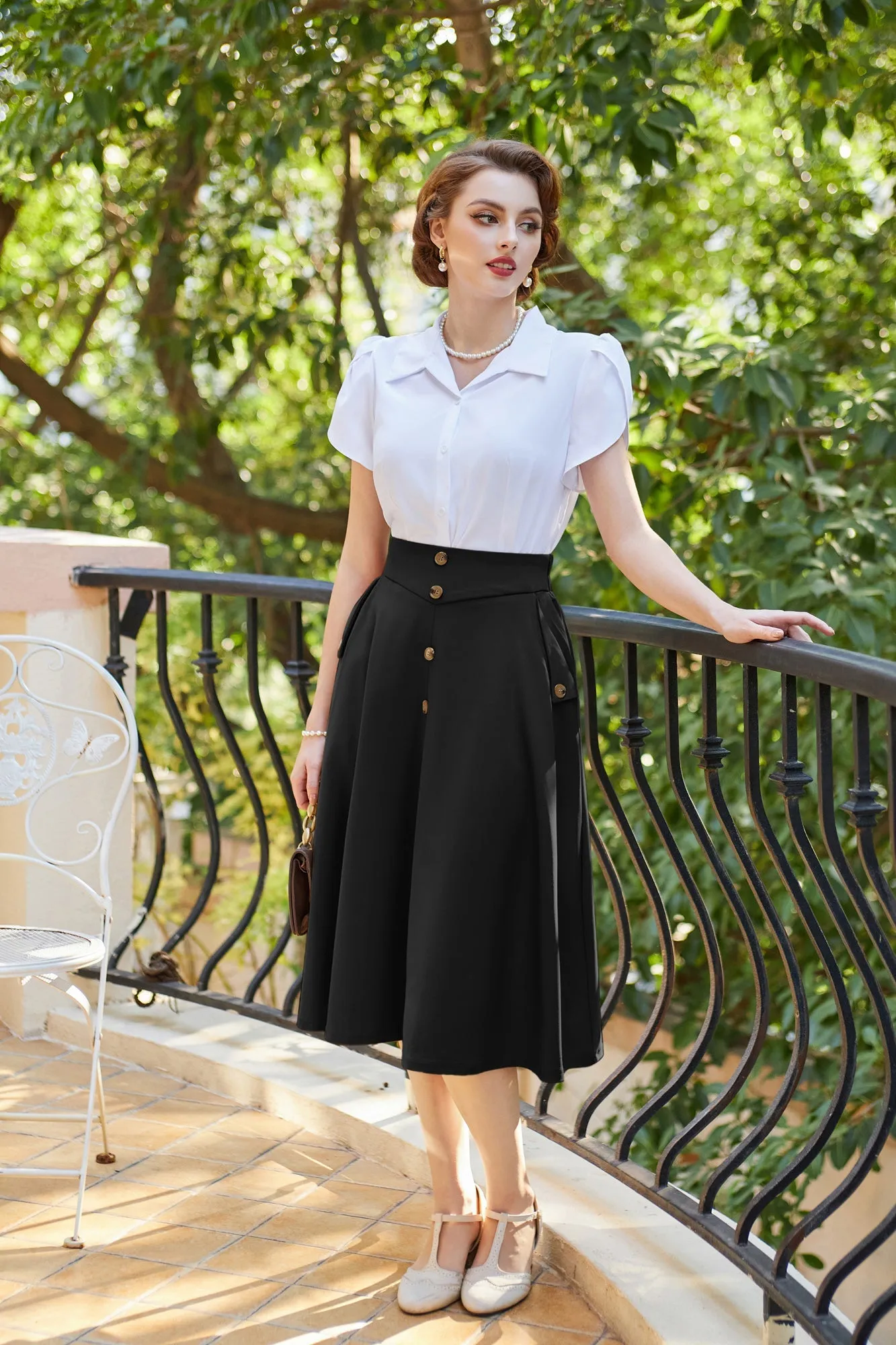 Vintage A-Line Skirt Midi Skirt Casual Skirt High Waisted Midi Party Skirt Basic A-Line Stretchy Flared Skirt