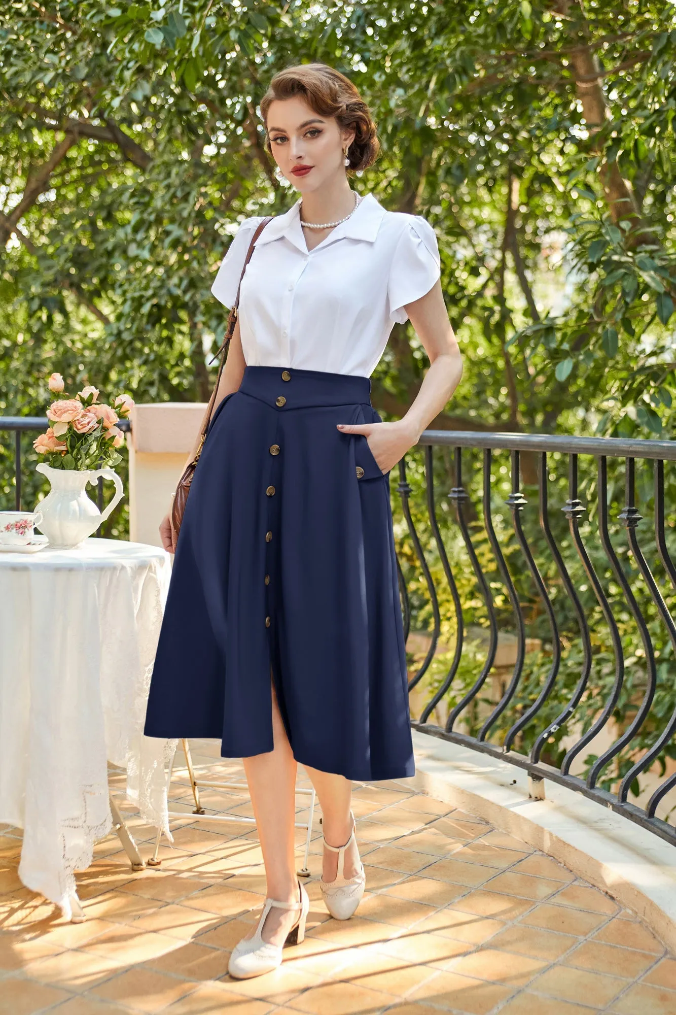 Vintage A-Line Skirt Midi Skirt Casual Skirt High Waisted Midi Party Skirt Basic A-Line Stretchy Flared Skirt