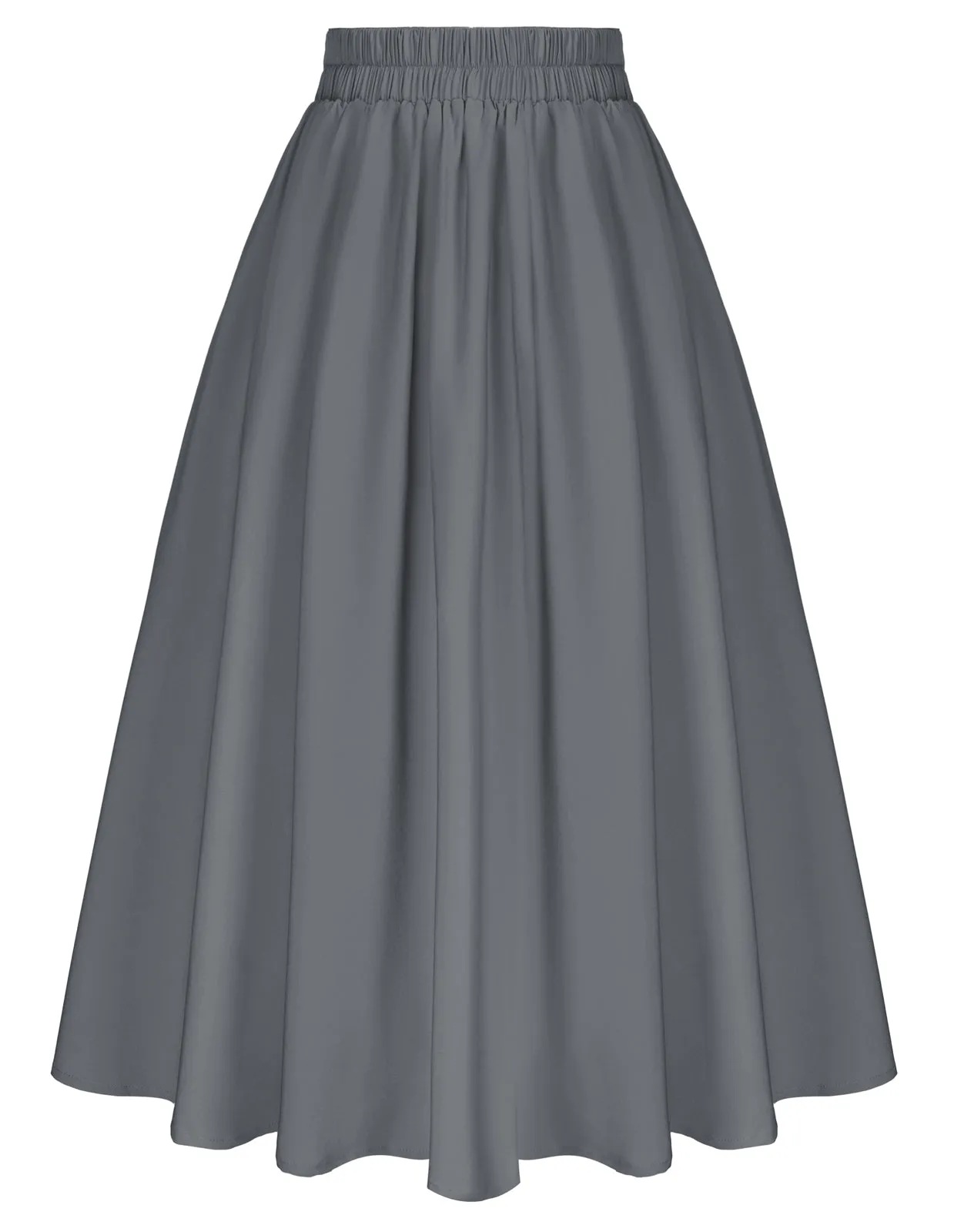 Vintage Skirts with Side Slit High Waisted Midi A-Line Flowy Skirts with Pockets