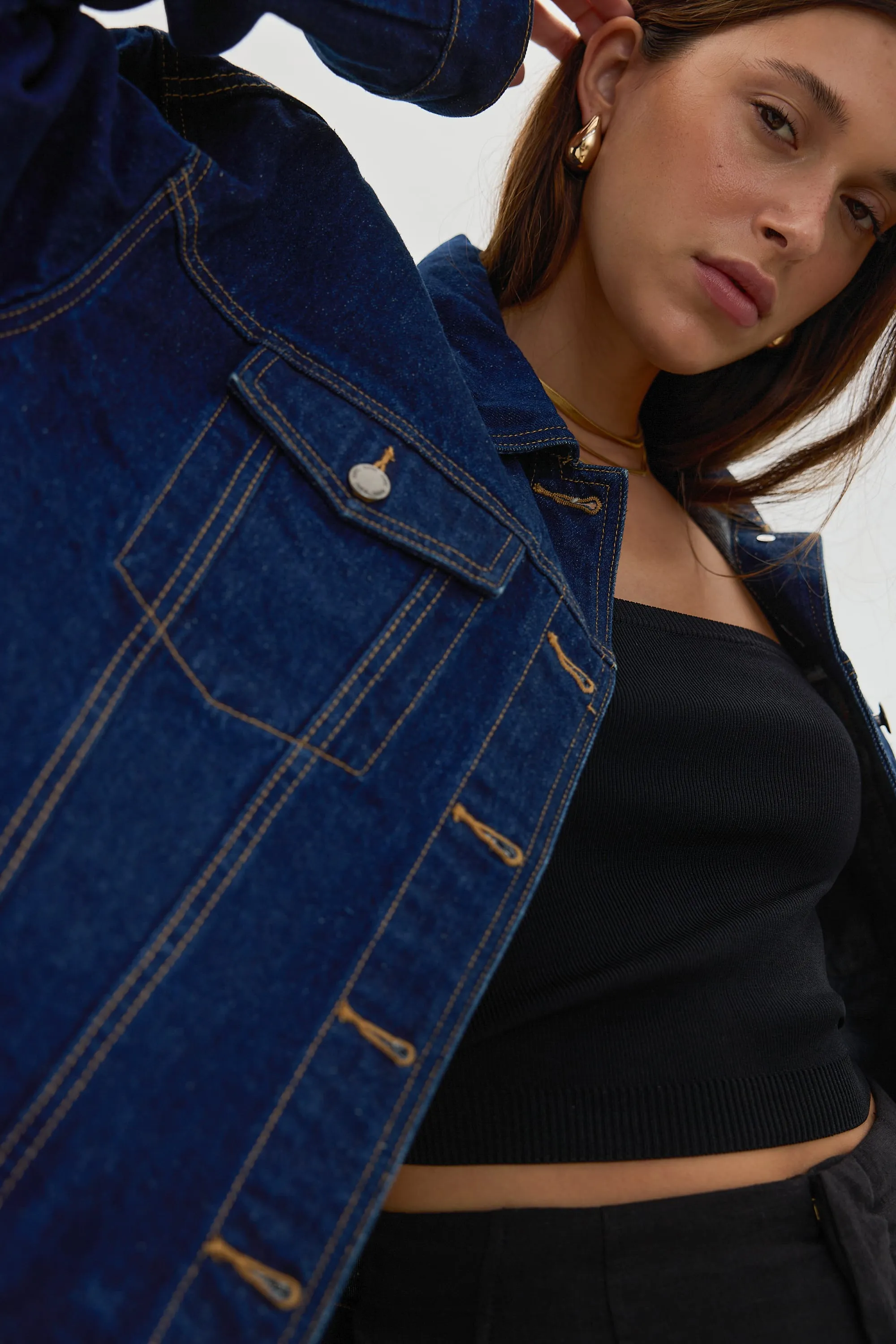 Willow Boxy Denim Jacket Dark Blue