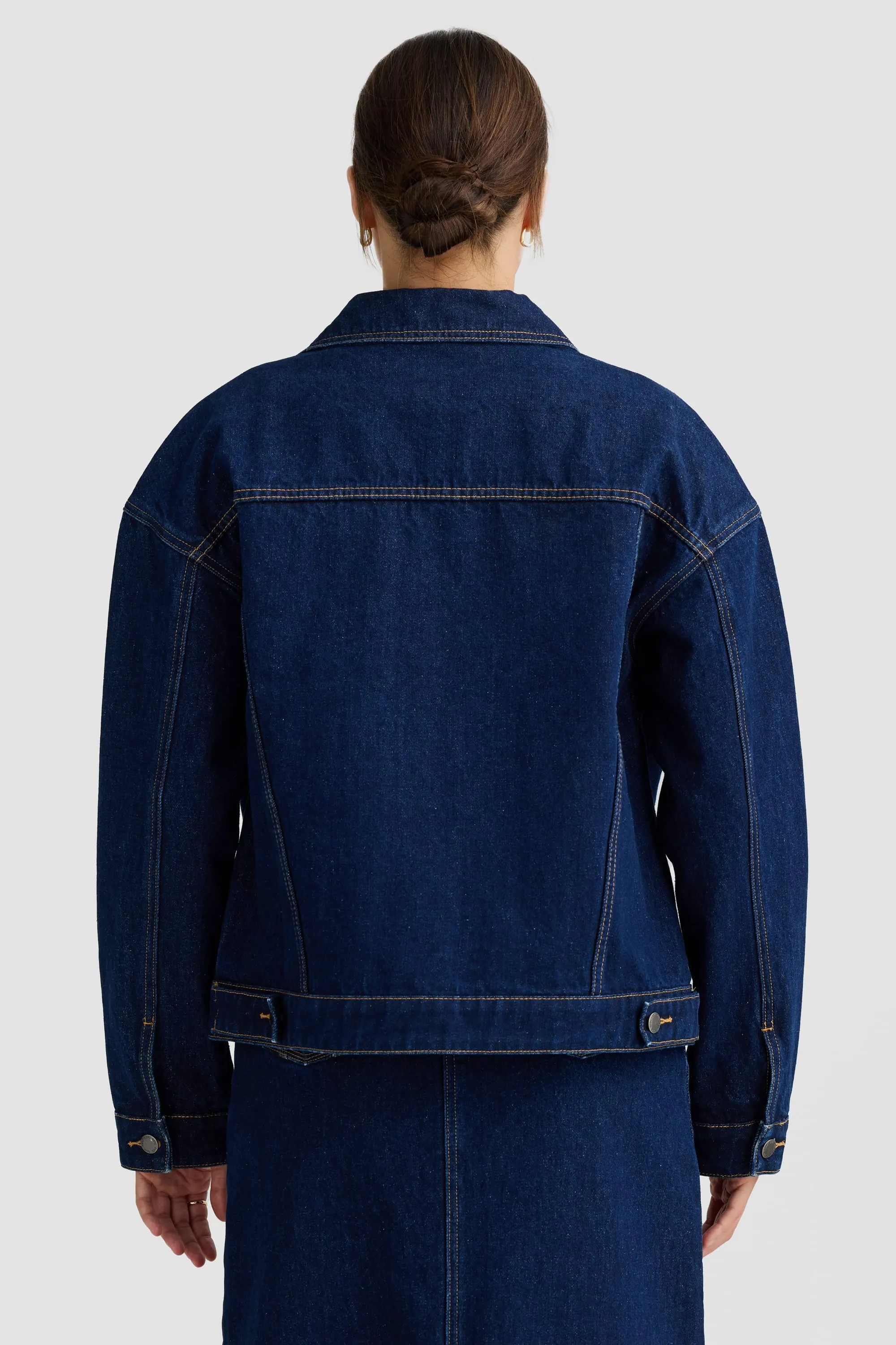 Willow Boxy Denim Jacket Dark Blue