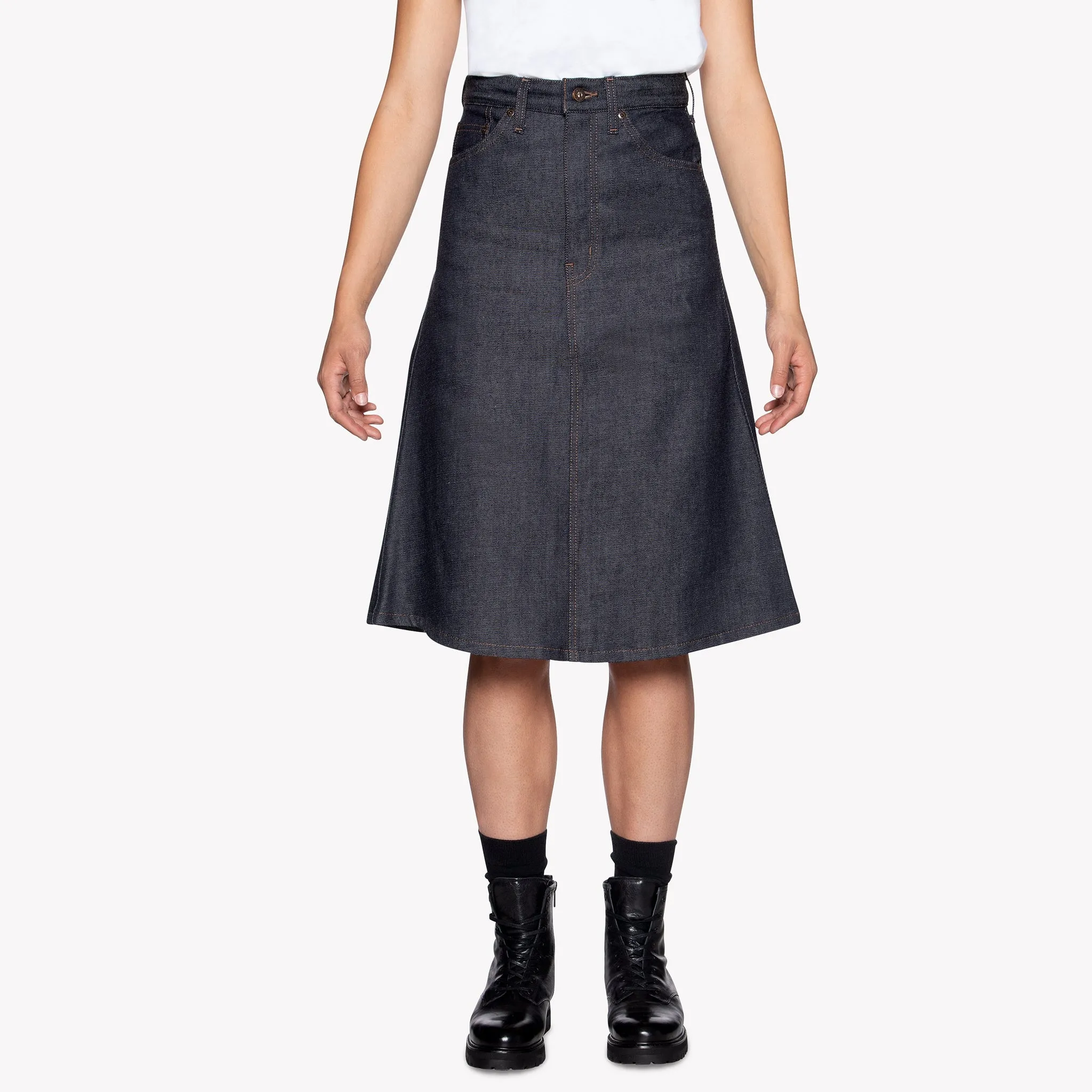 Women's - Denim Skirt - Dark Indigo