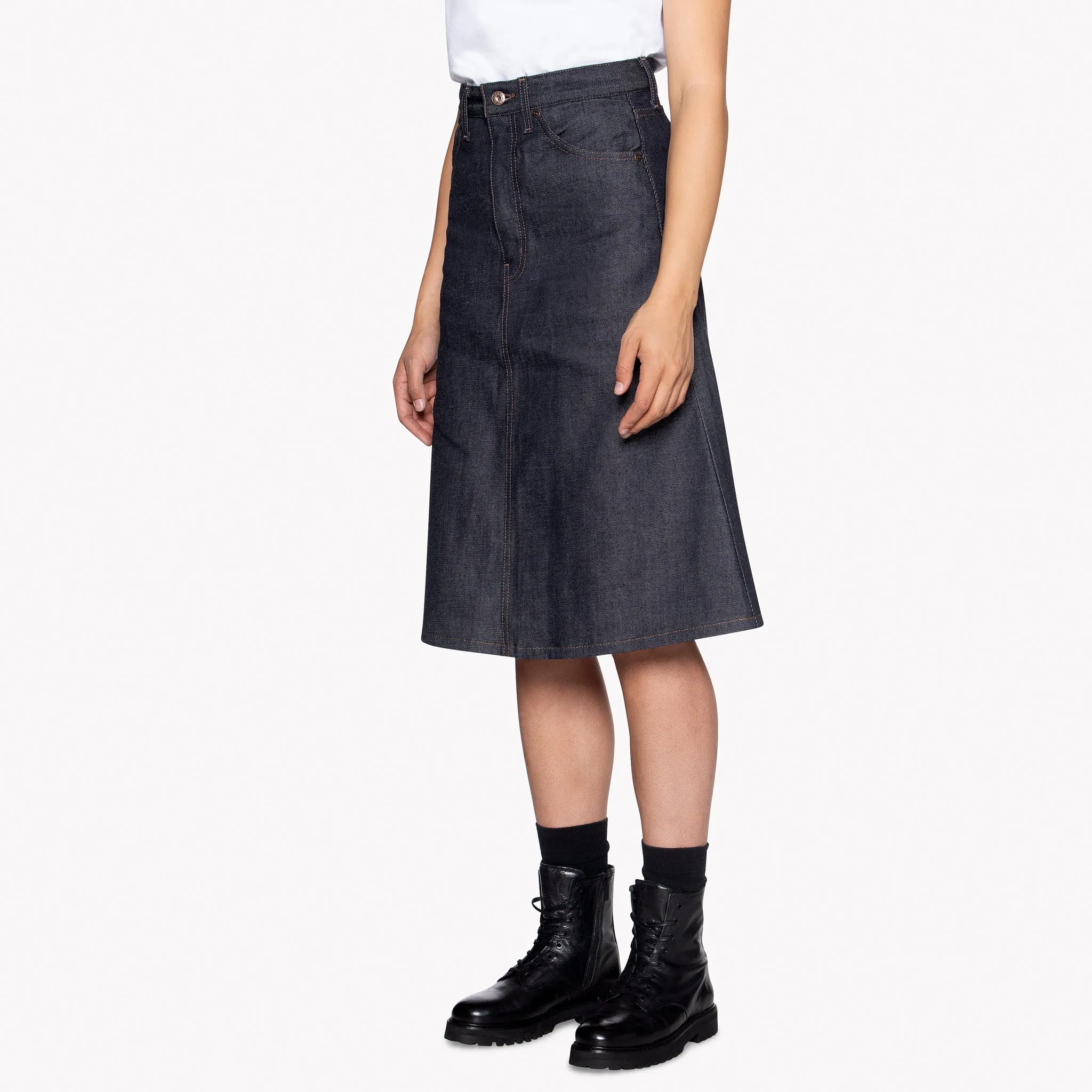 Women's - Denim Skirt - Dark Indigo