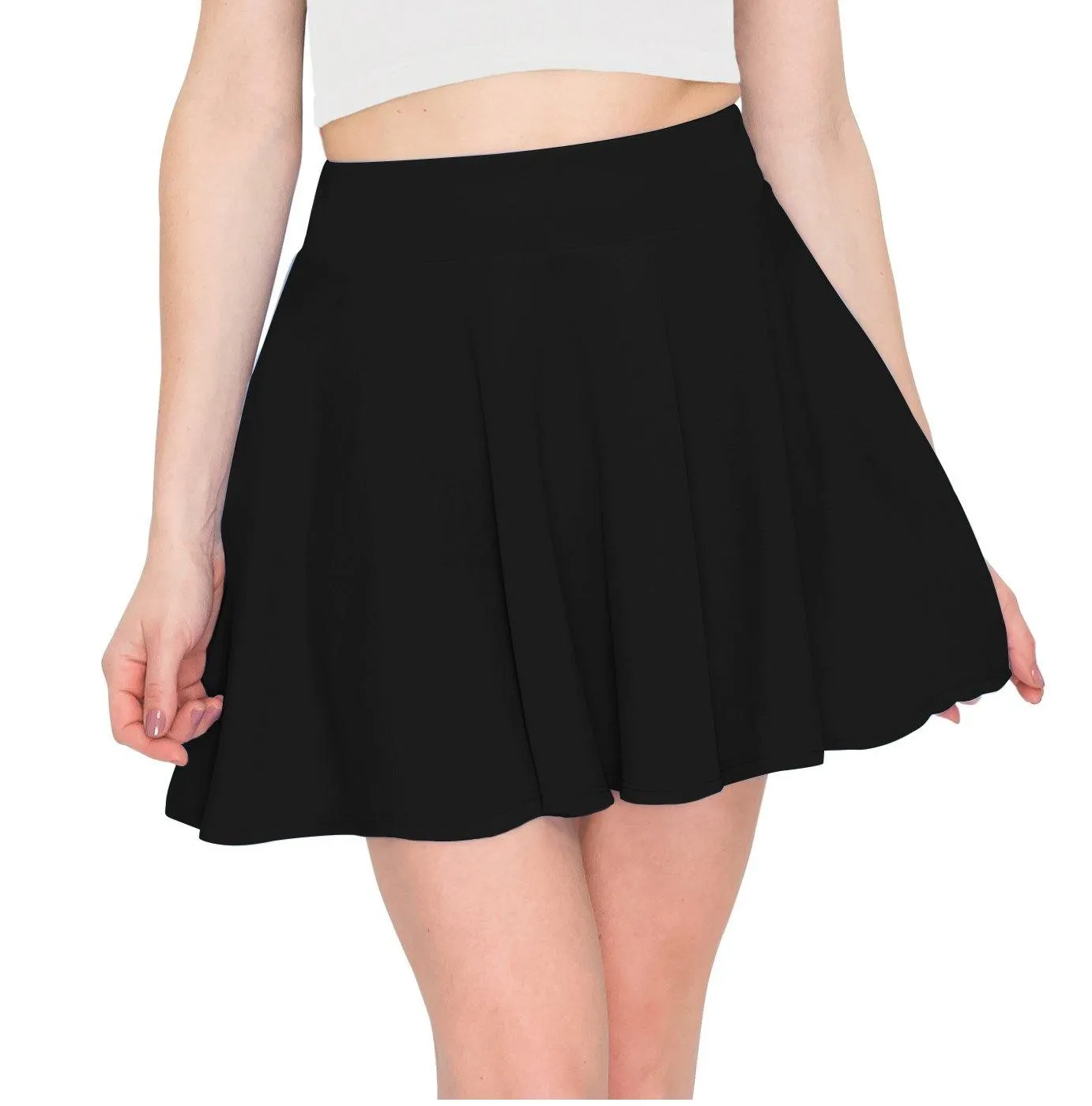 Women's Flared Mini Skater Skirt - High Waist Casual Stretch Basic Pleated Skirt