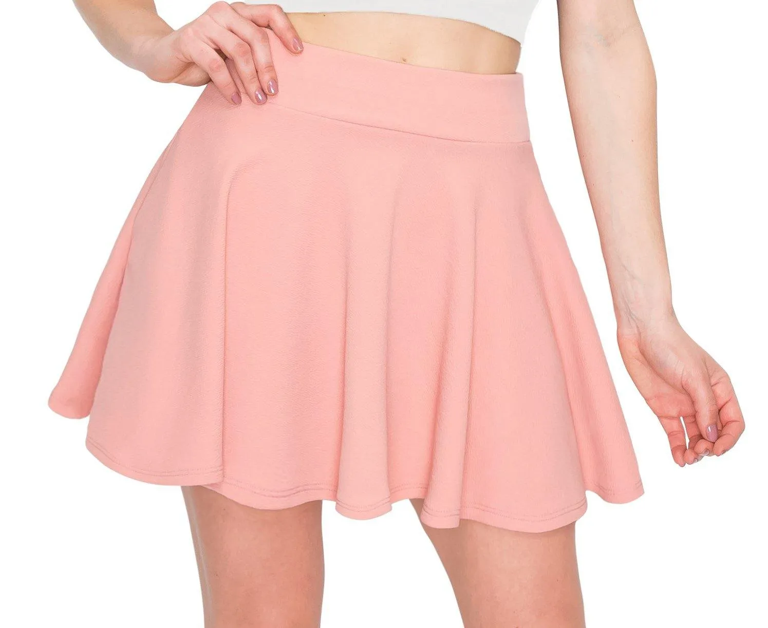 Women's Flared Mini Skater Skirt - High Waist Casual Stretch Basic Pleated Skirt